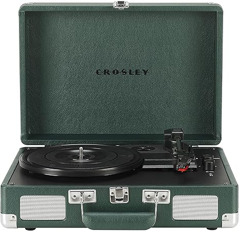 Crosley Cruiser Plus Vintage 3-Speed Bluetooth in/Out Suitcase Vinyl Record Player Turntable - Dark Emerald
