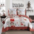 Marcielo Couette de Noël - Boîte aux lettres, Cerf, Bonhomme de neige Motif Literie de Vacances Ensemble de Literie (1 Couette 2 Taies d'oreiller) - B023