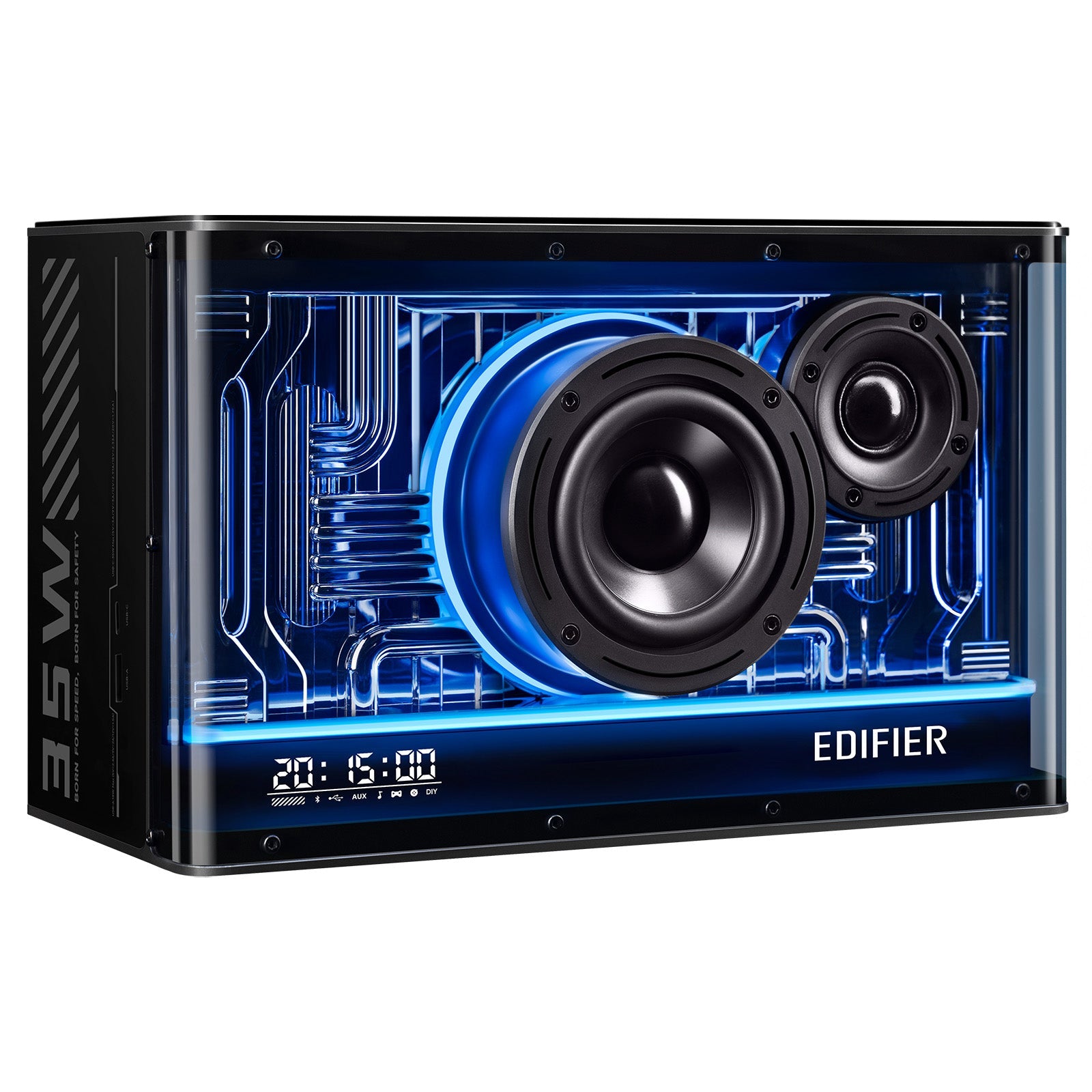 Edifier QD35 Tabletop Bluetooth Speaker, Hi-Res Audio & Hi-Res Audio Wireless Certified Computer Speaker, 35W GaN Ultra-fast Charging, Splendid Light Effects Home Speaker for Phone