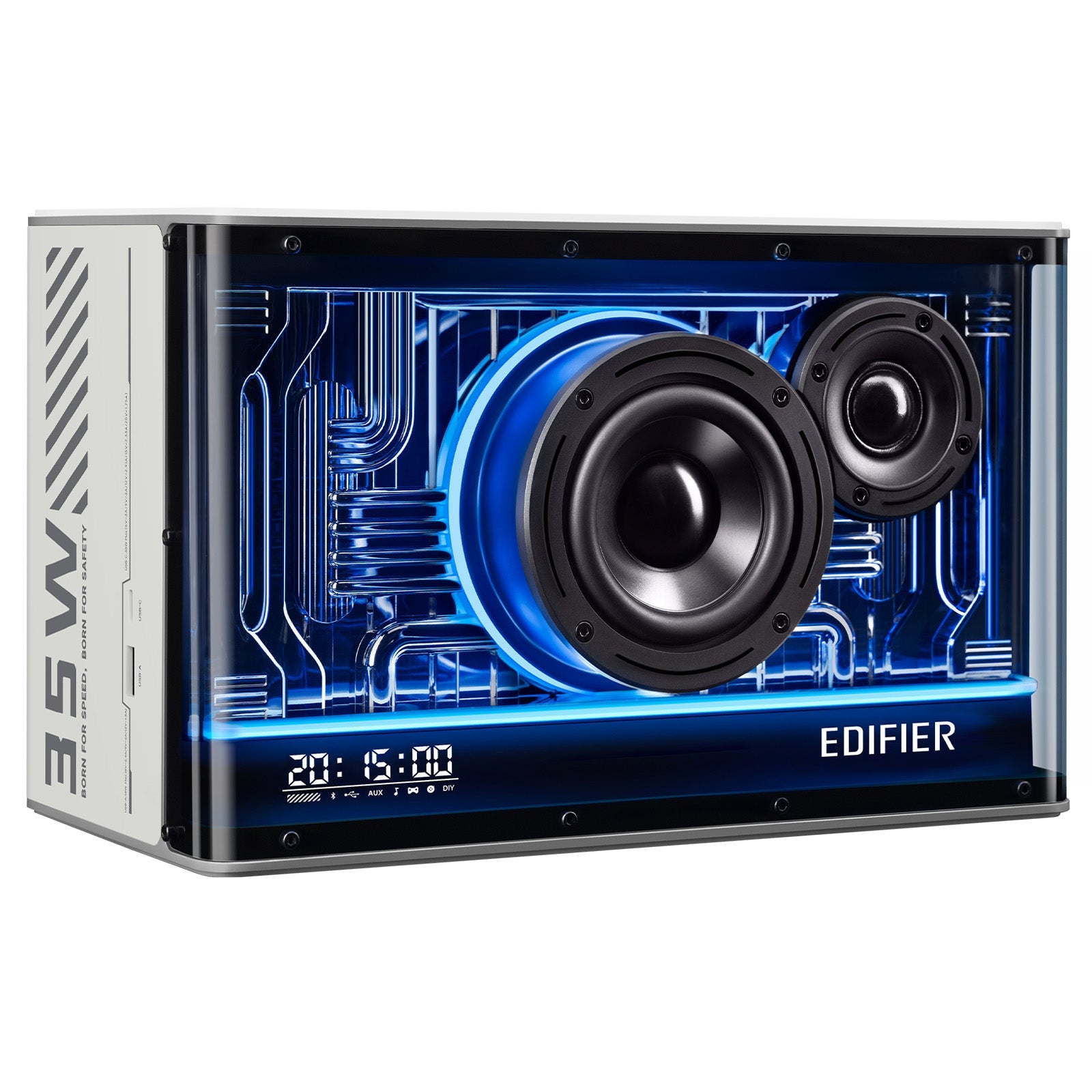 Edifier QD35 Tabletop Bluetooth Speaker, Hi-Res Audio & Hi-Res Audio Wireless Certified Computer Speaker, 35W GaN Ultra-fast Charging, Splendid Light Effects Home Speaker for Phone