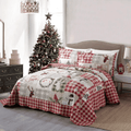 Ensemble de courtepointes de Noël Marcielo – Parure de lit de Noël avec arbre et élan (1 courtepointe, 2 taies d'oreiller) – B009