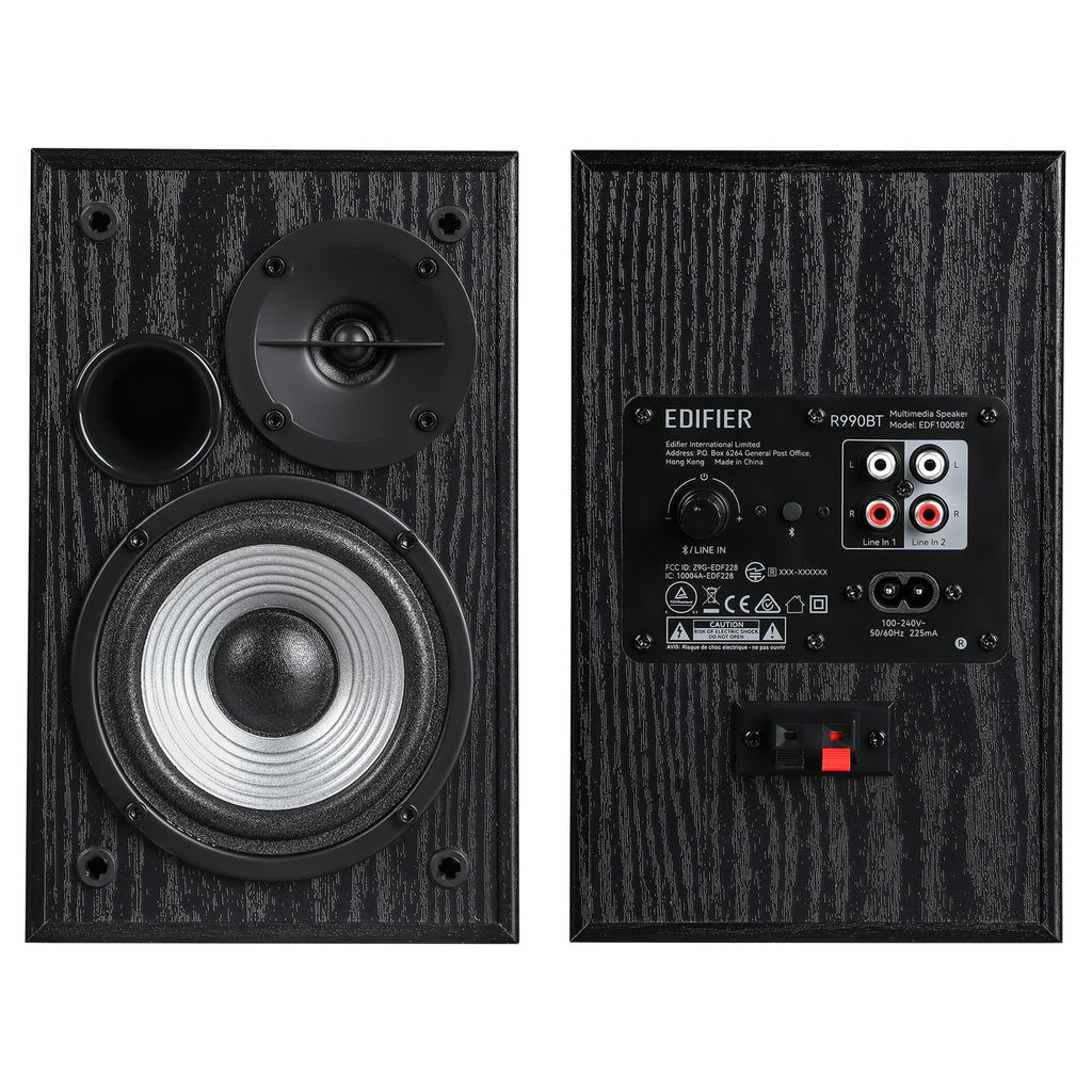Haut-parleurs multimédia actifs Edifier R990BT 2.0 - Haut-parleurs d'étagère Bluetooth - Haut-parleur de monitoring de studio alimenté - Boîtier en MDF - 24W RMS (Paquet de 2)