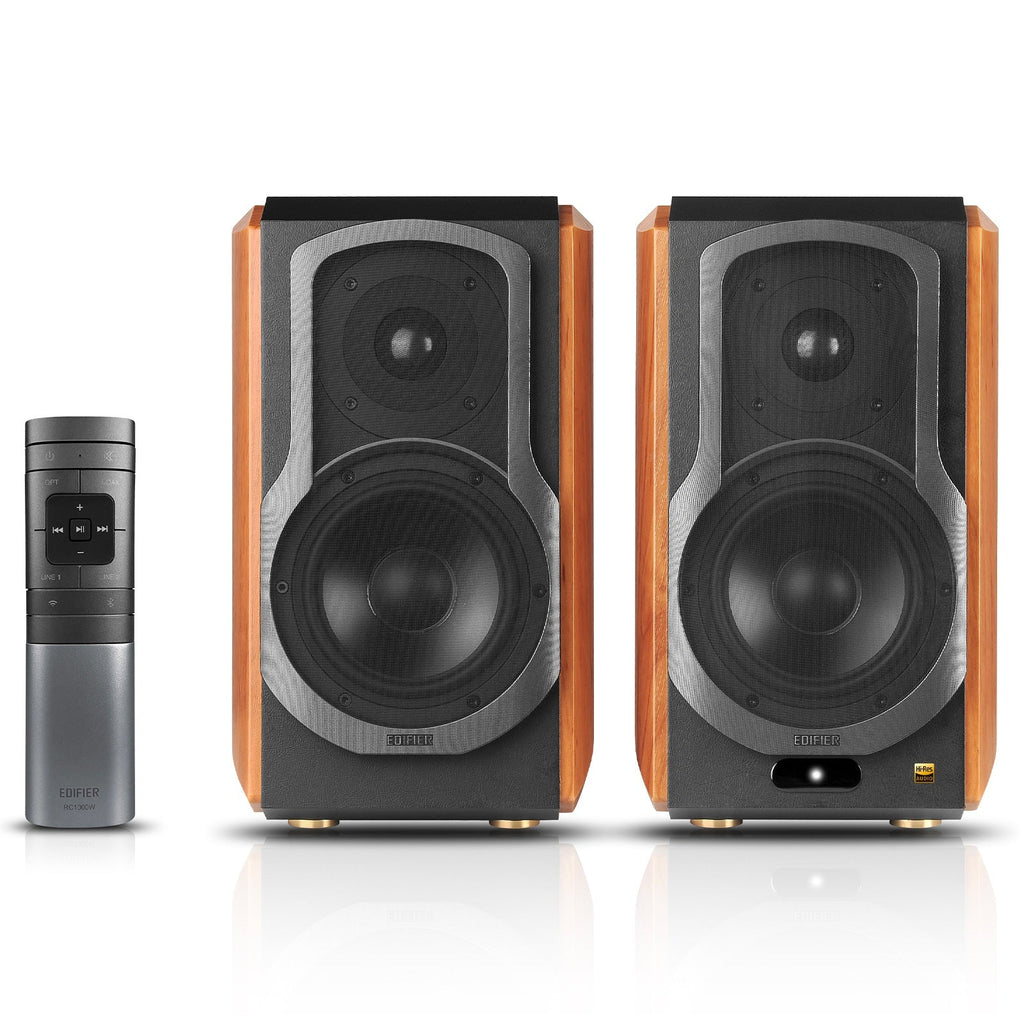 Haut-parleurs d'étagère actifs Edifier WiFi remis à neuf certifiés 2.0, haut-parleur Hi-Fi sans fil, fonctionne avec Alexa, prend en charge AirPlay 2, Spotify Connect, système audio 120W RMS avec Bluetooth/Optique/RCA x 2/Coaxial - S1000W - Paire