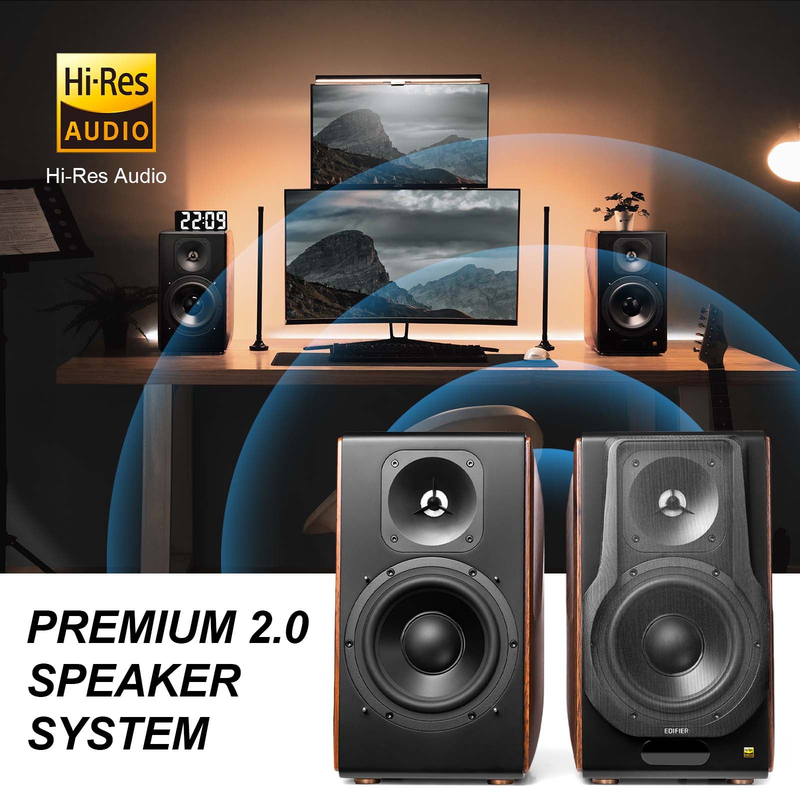 Edifier S3000MKII Active Speakers, Powered Wireless Bookshelf Speakers with Aluminum Diaphragm Mid-Bass Drivers and Planar Magnetic Tweeters, Bluetooth 5.0 and Hi-Res Audio