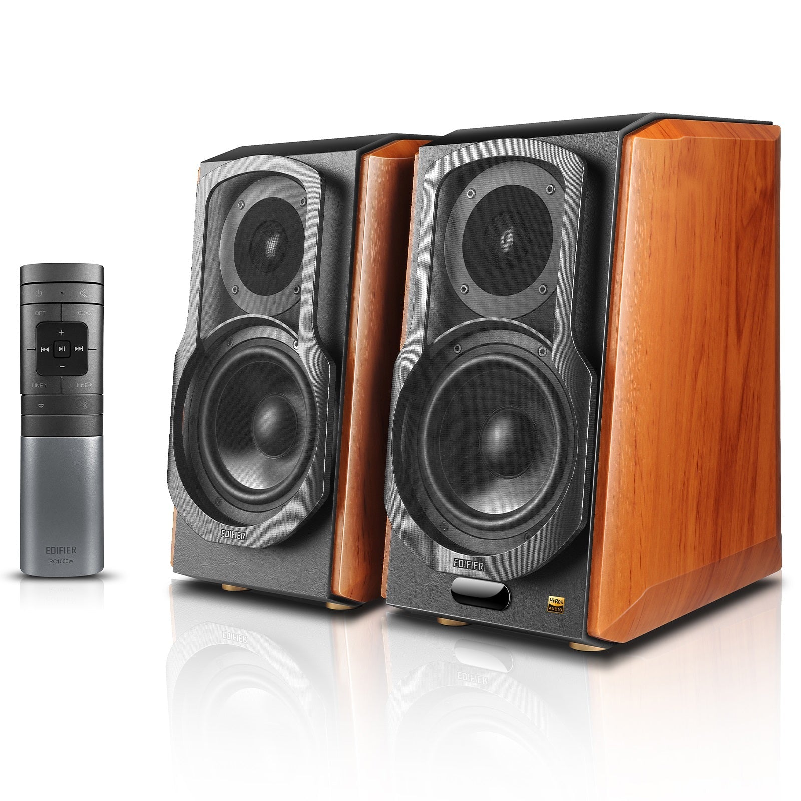 Certified Refurbished Edifier WiFi Active Bookshelf 2.0 Speakers, Wireless Hi-Fi Speaker, Works with Alexa, Supports AirPlay 2, Spotify Connect, 120W RMS Sound System with Bluetooth/Optical/RCA x 2/Coaxial - S1000W - Pair