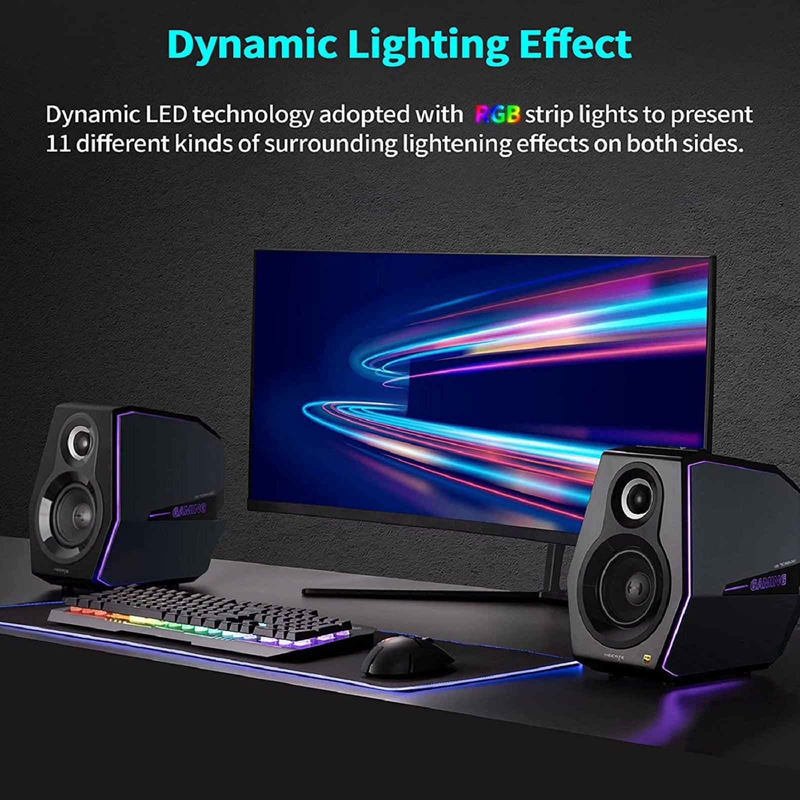 HECATE by Edifier G5000 Bluetooth Computer Gaming Speakers, Hi-Res Audio Wireless Desktop Speakers, 88W RMS Powered, Bluetooth 3.5mm AUX USB Optical Coaxial Inputs, for PC/PS4/PS5/Laptop/TV, RGB Light