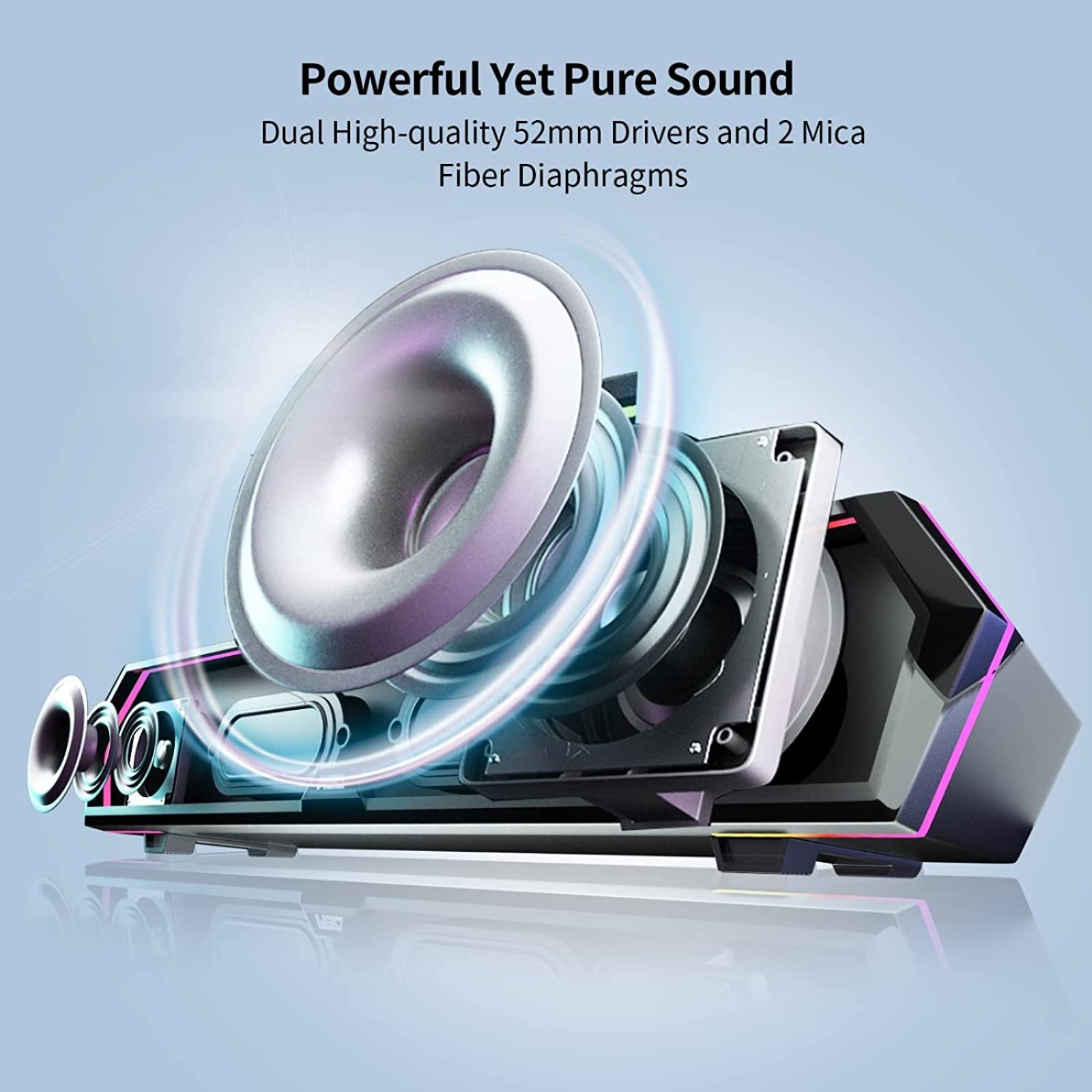 Edifier MG300 Computer Speakers Computer SoundBar: RGB LED Gaming Speakers Computer with Microphone - Powered Laptop Speakers Quick Connection Bluetooth 5.3 & USB Adapter for Gaming & Desktop Speakers