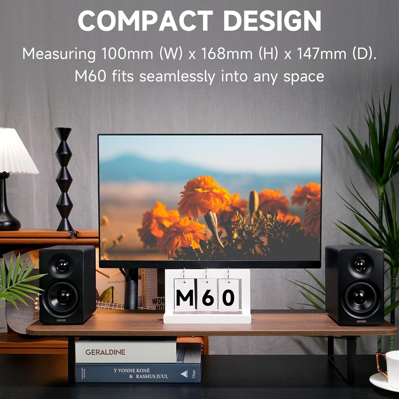 Edifier M60 Multimedia Speaker Bluetooth 5.3, 66W RMS Desktop Speakers, Hi-Res Audio & Hi-Res Wireless Audio Computer Speakers, Bluetooth V5.3 Speakers with USB-C AUX Input and Stands