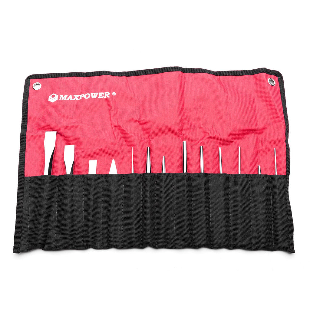 MAXPOWER 13-Piece Steel Punch Set Octagonal/Cape Chisel, Pin/Taper/Center Punch