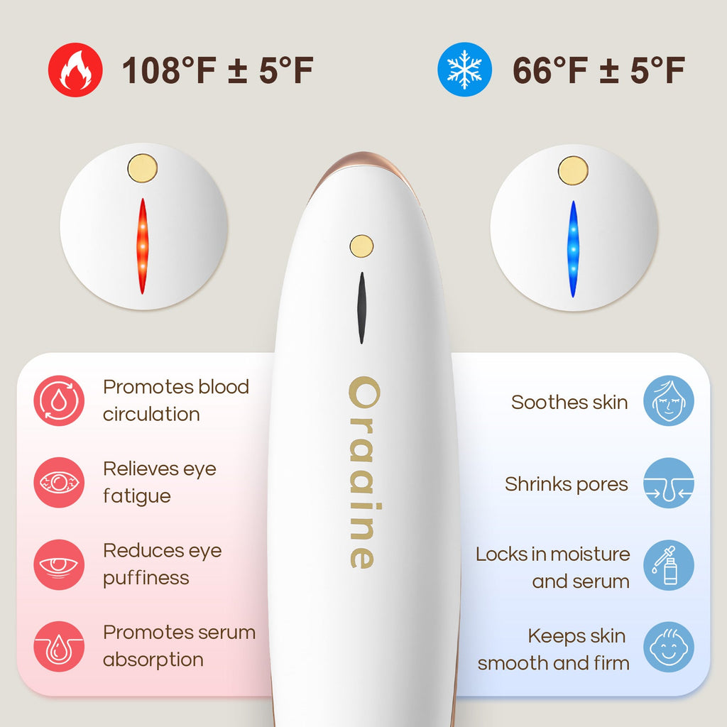 Masseur oculaire Oraaine avec fonctions chaud et froid, micro-courant haute fréquence - Blanc
