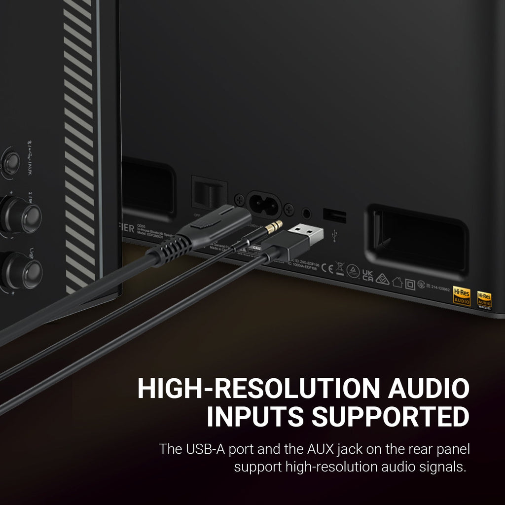 Edifier QD35 Tabletop Bluetooth Speaker, Hi-Res Audio & Hi-Res Audio Wireless Certified Computer Speaker, 35W GaN Ultra-fast Charging, Splendid Light Effects Home Speaker for Phone
