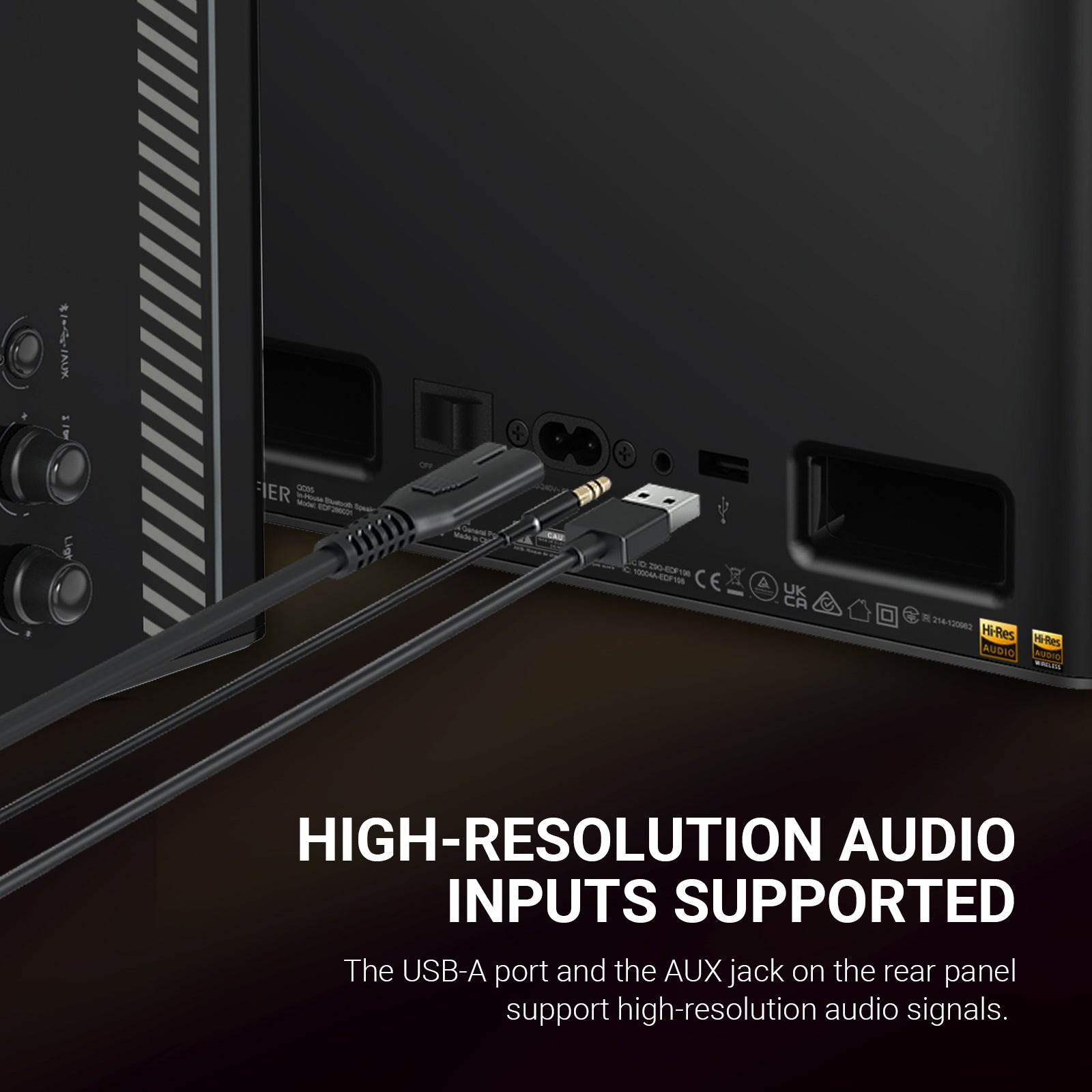 Edifier QD35 Tabletop Bluetooth Speaker, Hi-Res Audio & Hi-Res Audio Wireless Certified Computer Speaker, 35W GaN Ultra-fast Charging, Splendid Light Effects Home Speaker for Phone