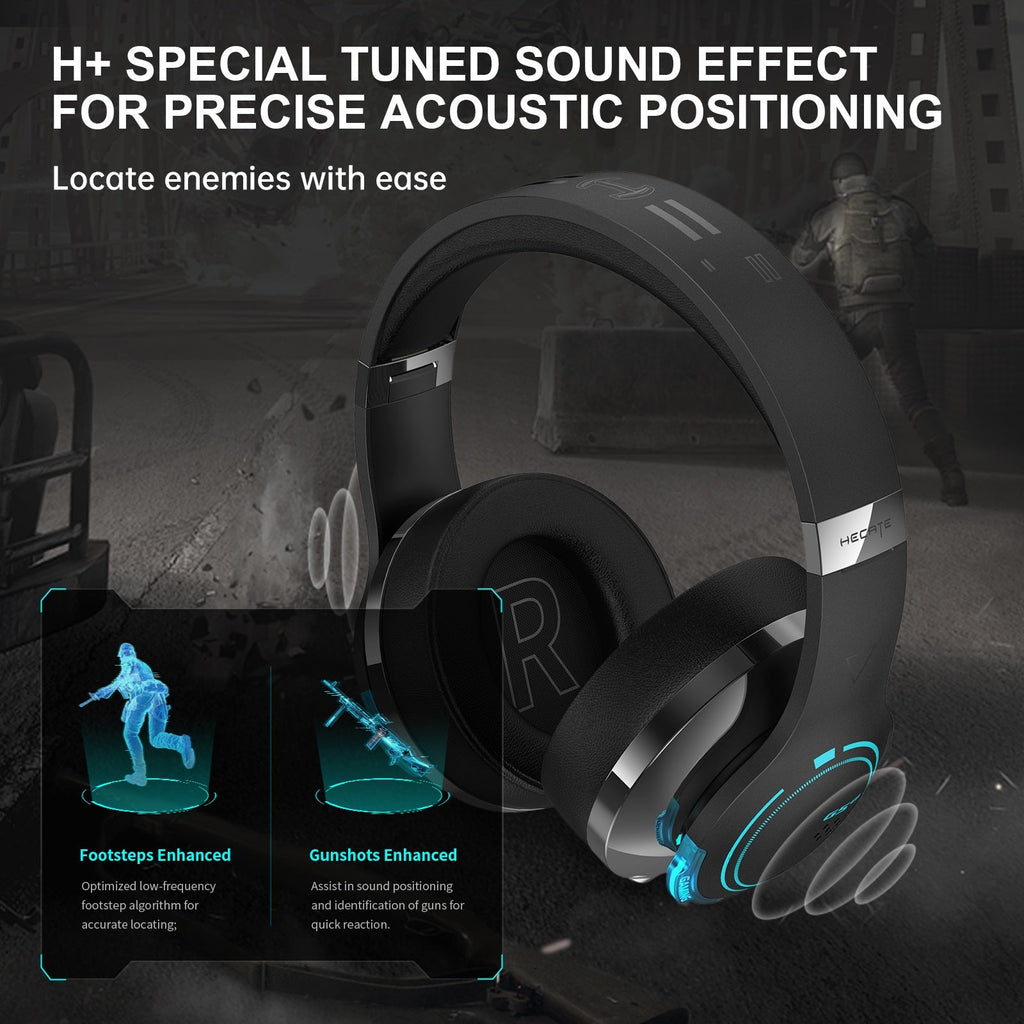 Casque de jeu Bluetooth sans fil Edifier G5BT, casque supra-auriculaire filaire avec micro, lumière RVB, audio haute résolution, coussinets d'oreille doux à mémoire de forme, prise audio 3,5 mm, pour PC, PS5, PS4, Nintendo Switch
