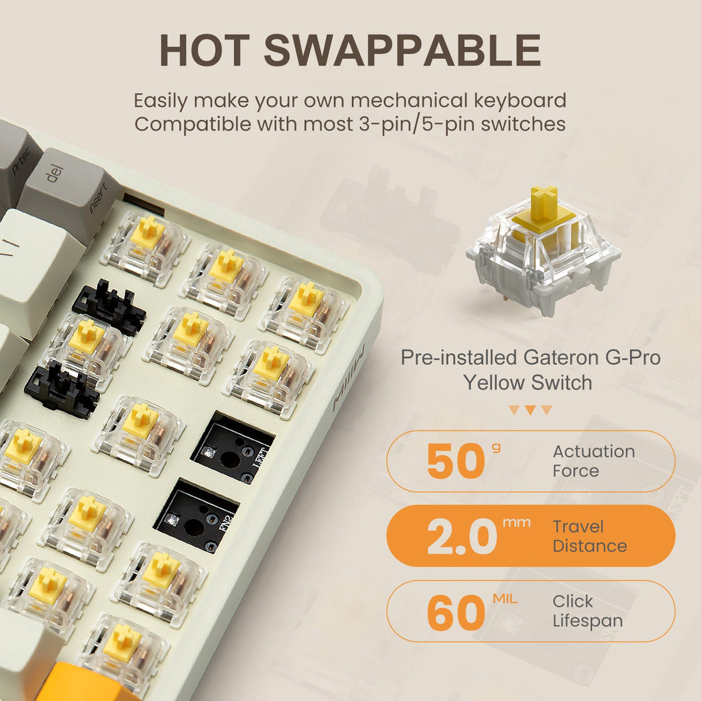 Clavier mécanique XIAOMI Z680 68 touches 65 % commutateurs Gateron G Pro Yellow