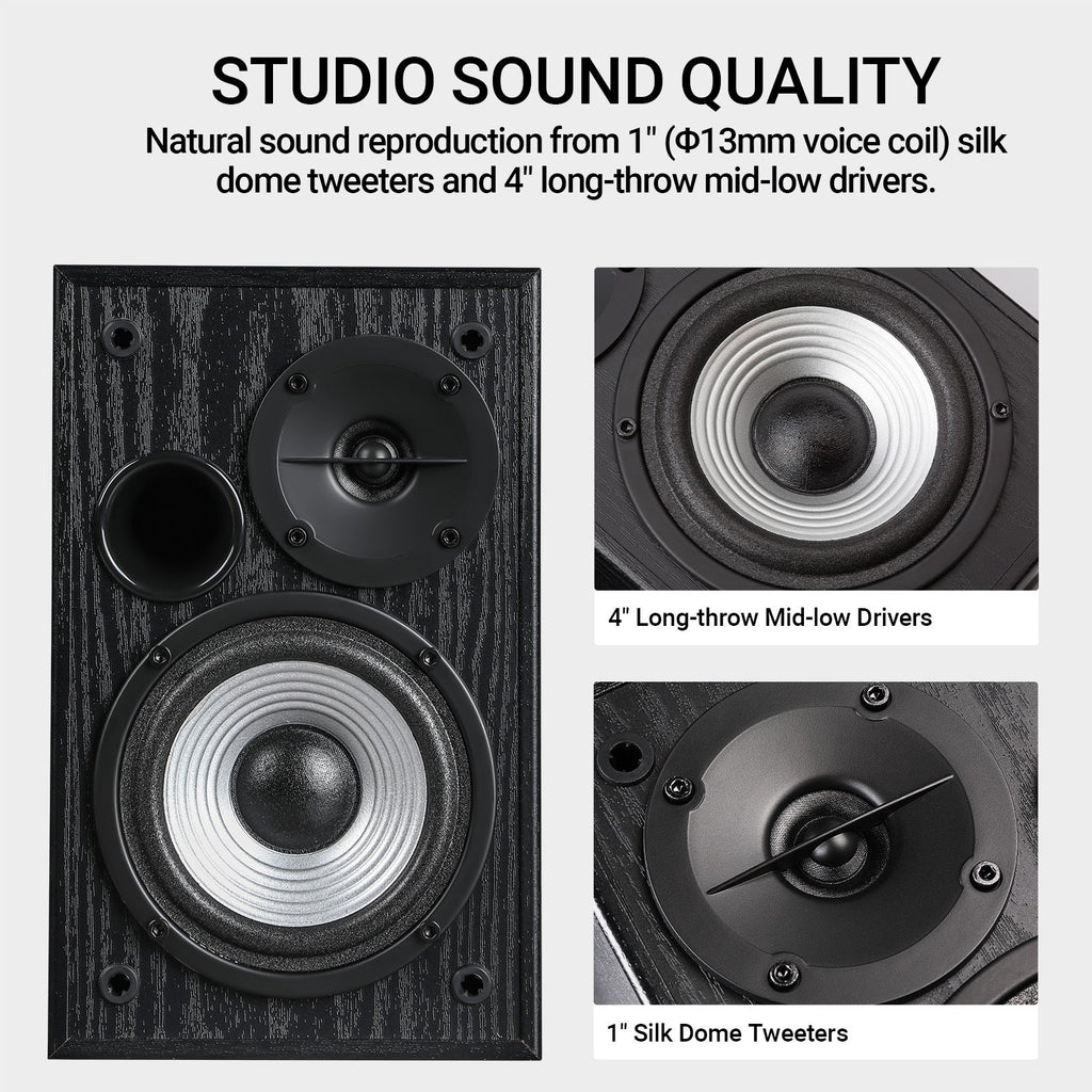 Haut-parleurs multimédia actifs Edifier R990BT 2.0 - Haut-parleurs d'étagère Bluetooth - Haut-parleur de monitoring de studio alimenté - Boîtier en MDF - 24W RMS (Paquet de 2)