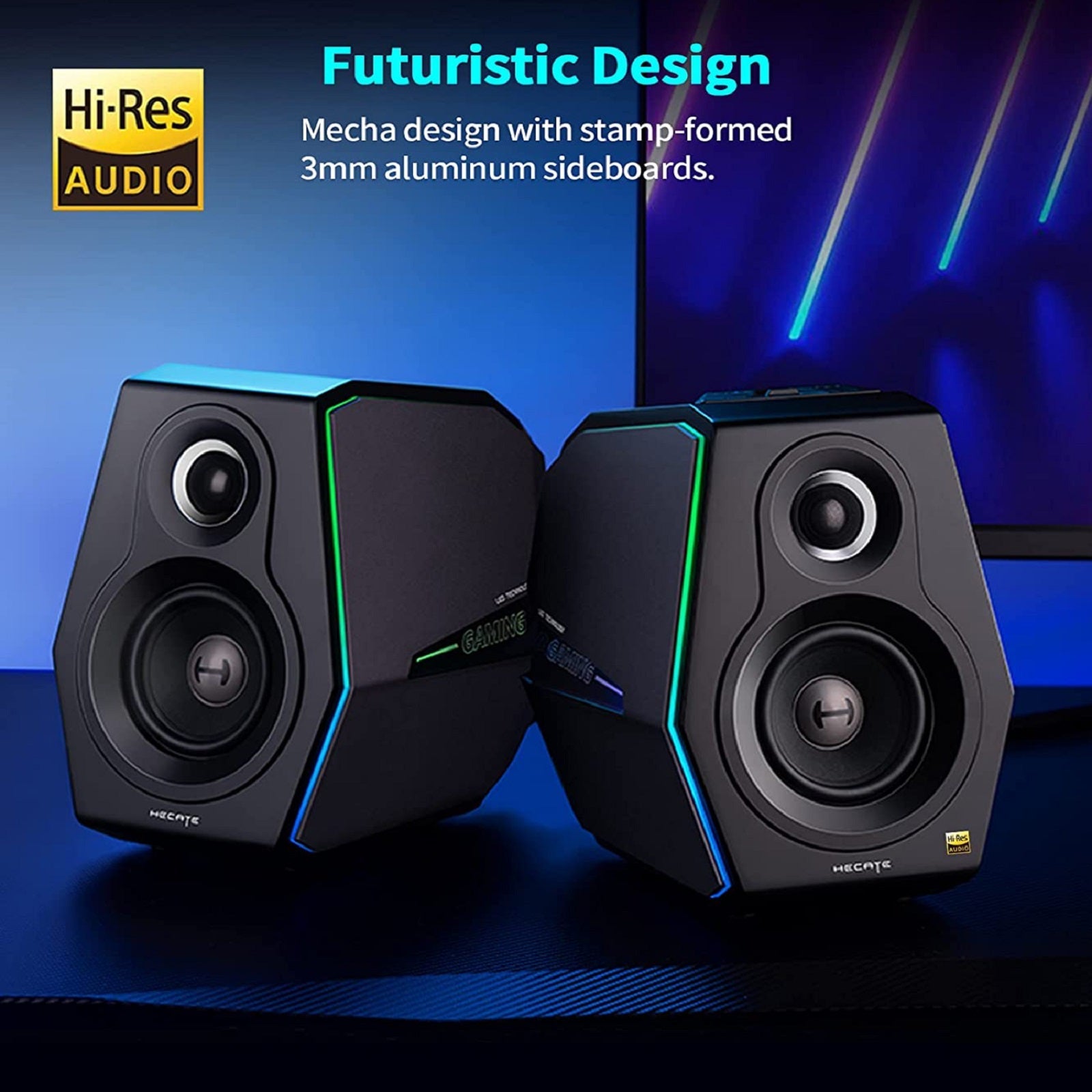 HECATE by Edifier G5000 Bluetooth Computer Gaming Speakers, Hi-Res Audio Wireless Desktop Speakers, 88W RMS Powered, Bluetooth 3.5mm AUX USB Optical Coaxial Inputs, for PC/PS4/PS5/Laptop/TV, RGB Light