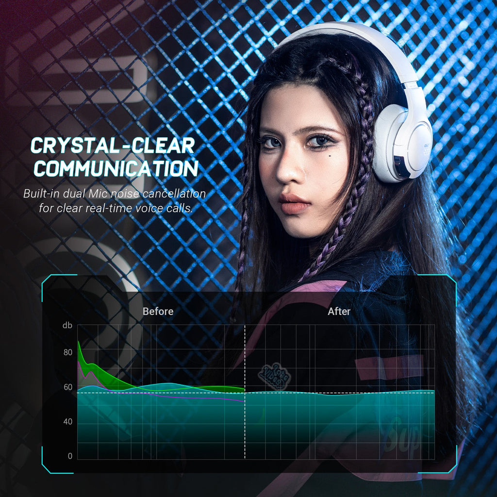 Casque de jeu HECATE by Edifier G2BT, Casque sans fil Bluetooth 5.2 avec haut-parleur de 40 mm, Son stéréo avec basses profondes, Casque supra-auriculaire léger à réduction de bruit avec coussinets doux, Lumière RVB