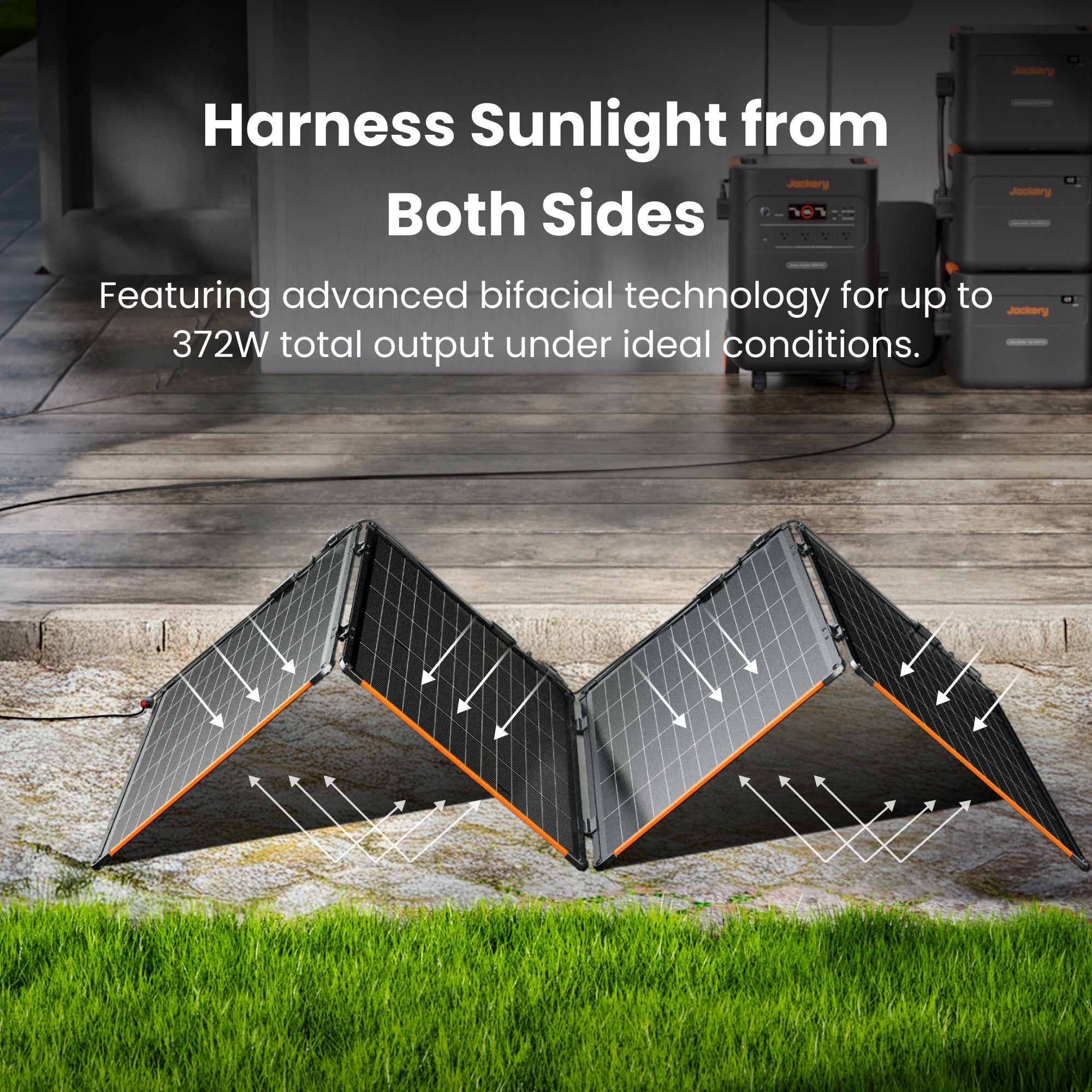 Jackery SolarSaga 340 X Portable Solar Panel, 340W High-Efficiency Solar Charger with IBC Technology, IP68 Waterproof & Dustproof Foldable Design