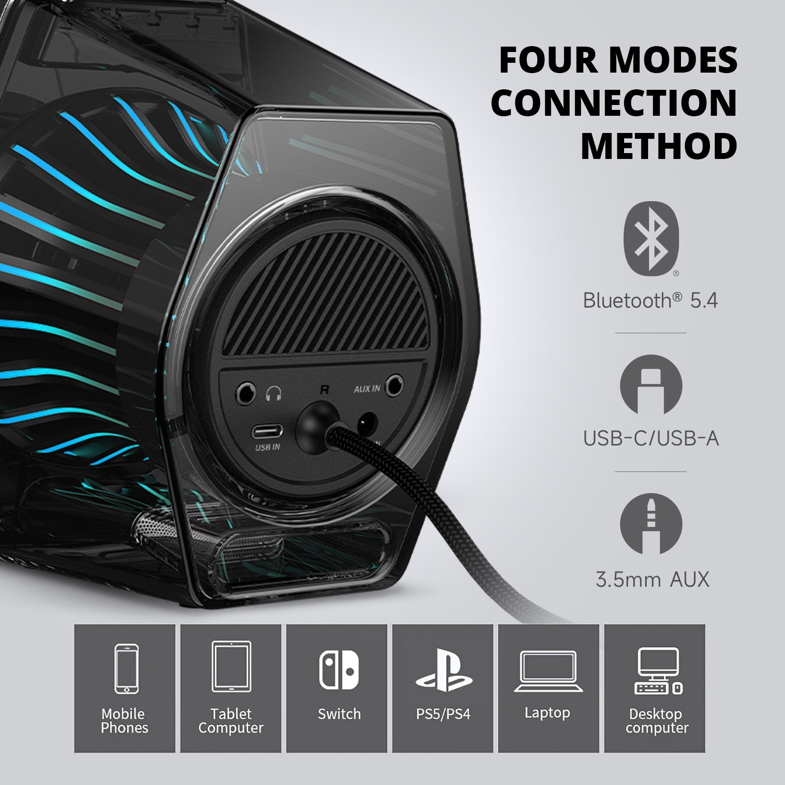 Edifier G2000PRO Desktop 2.0 Computer Gaming Speakers, Bluetooth USB 3.5mm AUX Inputs RGB Lights, 7.1 Surround Sound Multimedia Speaker for PC Laptop Woofer