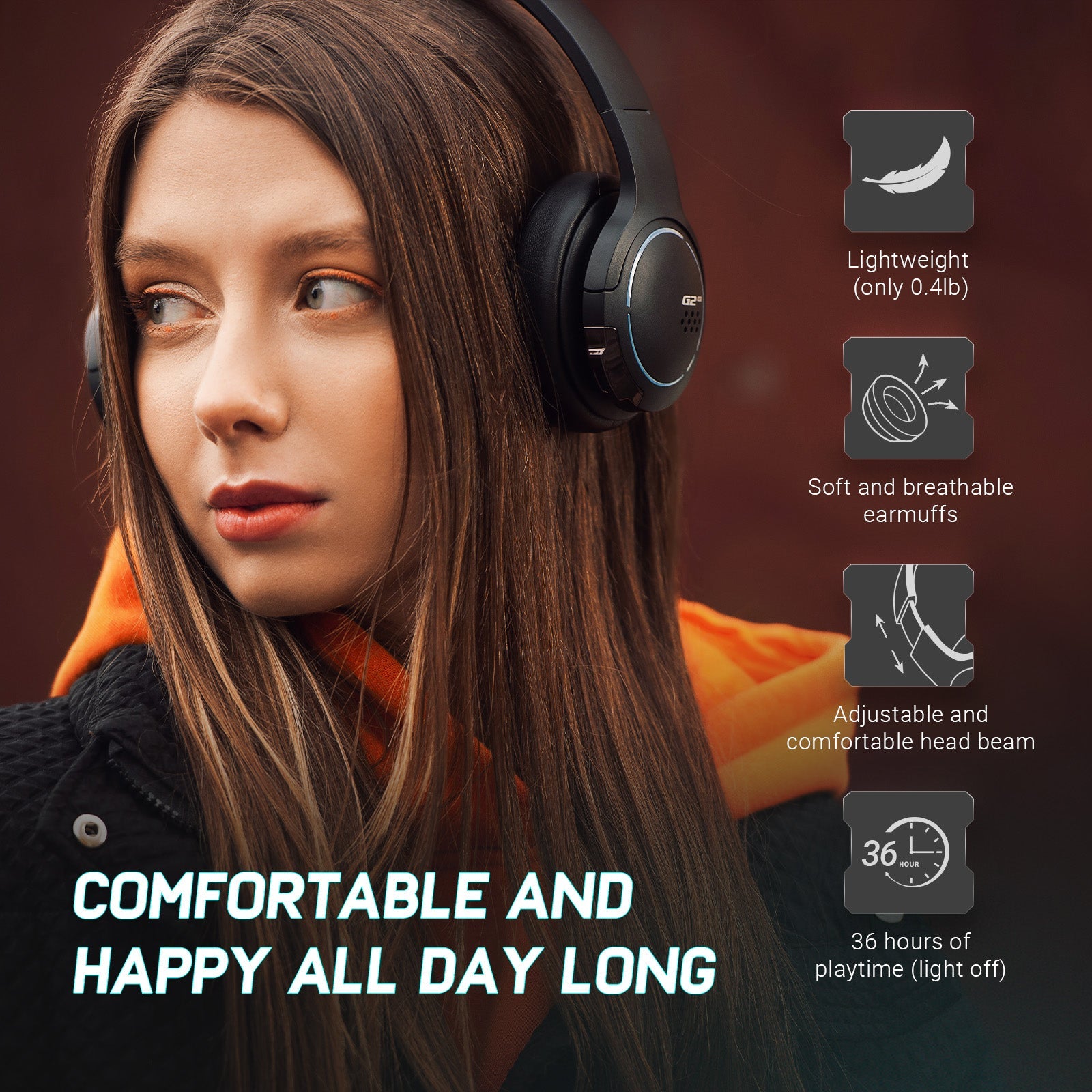 HECATE by Edifier G2BT Gaming Headset, Bluetooth 5.2 Wireless Headphones with 40mm Driver, Deep Bass Stereo Sound, Lightweight Noise Cancelling Over Ear Headphones with Soft Earmuffs, RGB Light