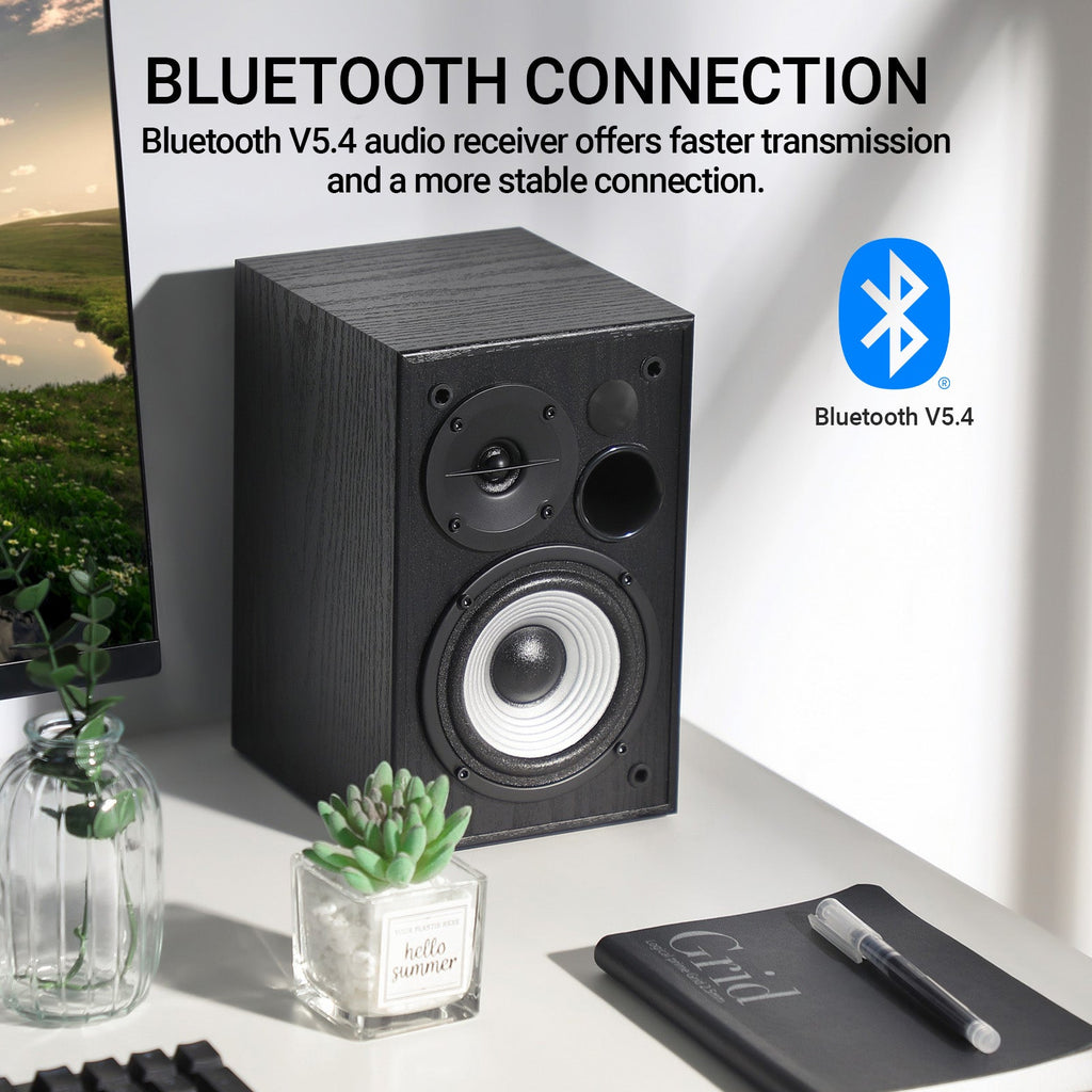 Haut-parleurs multimédia actifs Edifier R990BT 2.0 - Haut-parleurs d'étagère Bluetooth - Haut-parleur de monitoring de studio alimenté - Boîtier en MDF - 24W RMS (Paquet de 2)