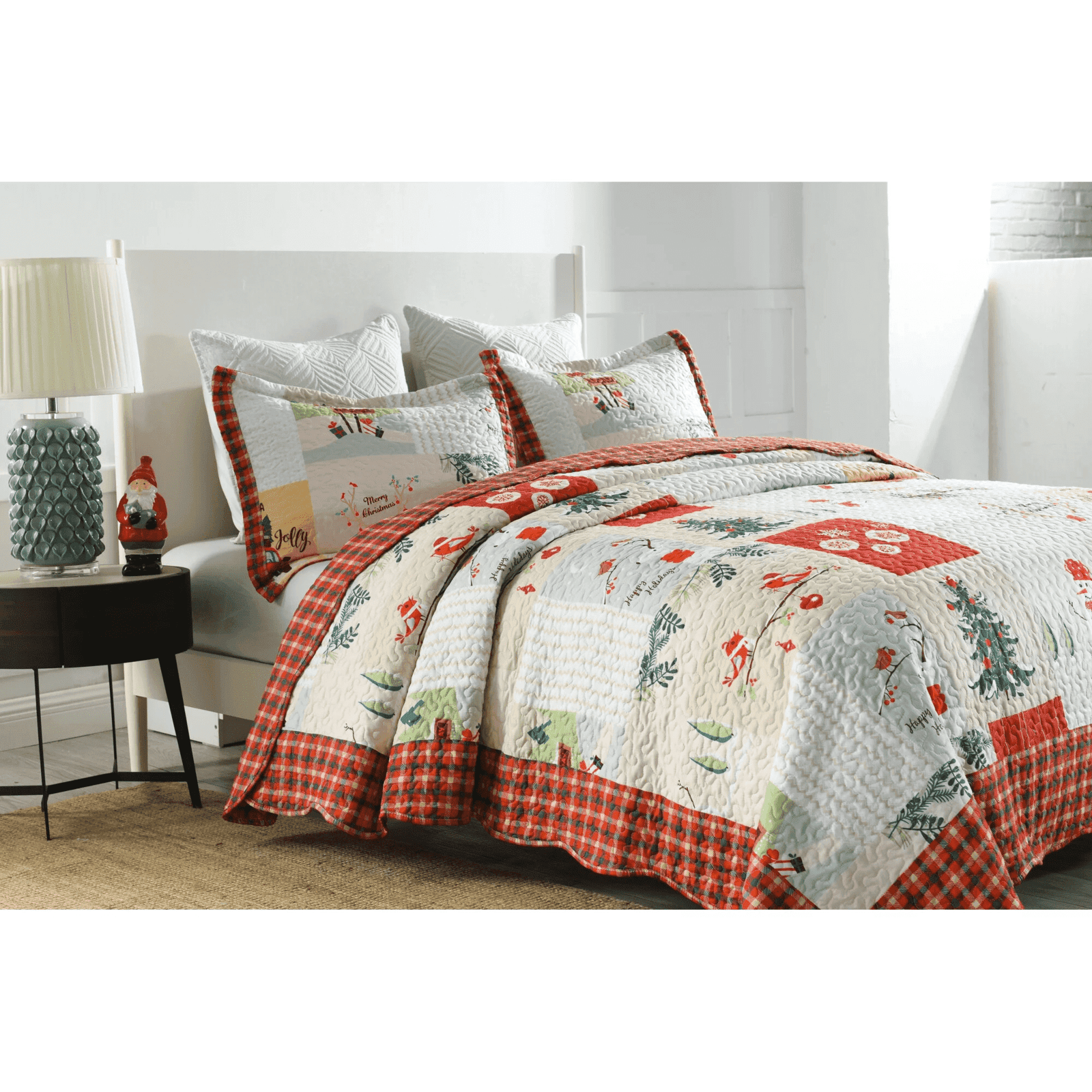 Marcielo Christmas Quilt Set Bedspread Set b022