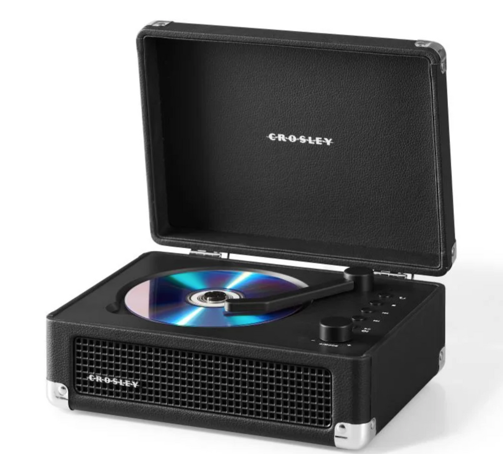 Crosley Cruiser Retro Portable CD Player with Stereo Bluetooth Speakers and FM Radio- Black