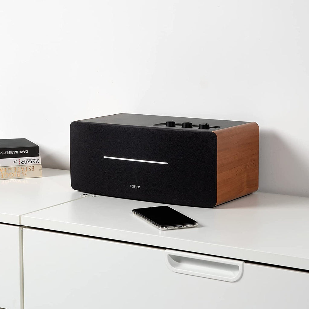 Edifier D12 Tabletop Speaker - Integrated Desktop Stereo Bluetooth Speaker - Wireless Computer Speaker for Desktop Use- 70 Watts RMS with Subwoofer Line Out
