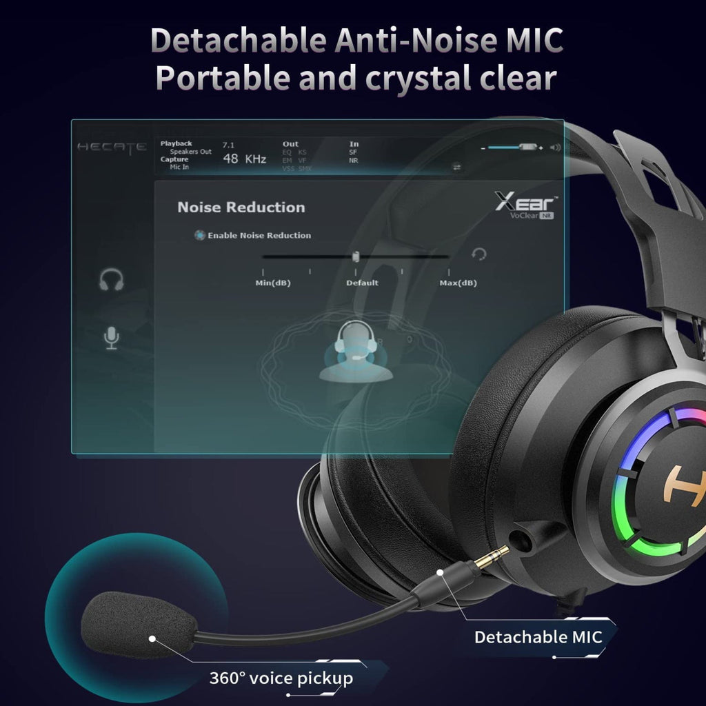 Casque Gaming PC Edifier G35 Qualité Sonore Haute Résolution Casque Circum-auriculaire USB avec Son Surround 7.1, Haut-Parleur Hybride de 50mm, Micro Antibruit ENC, Lumière RGB 16.8m pour PC PS4 Mac Ordinateur Portable de Bureau