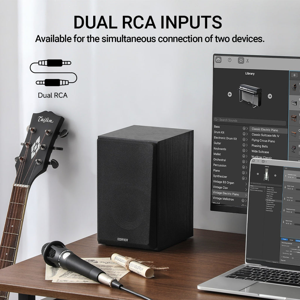 Haut-parleurs multimédia actifs Edifier R990BT 2.0 - Haut-parleurs d'étagère Bluetooth - Haut-parleur de monitoring de studio alimenté - Boîtier en MDF - 24W RMS (Paquet de 2)
