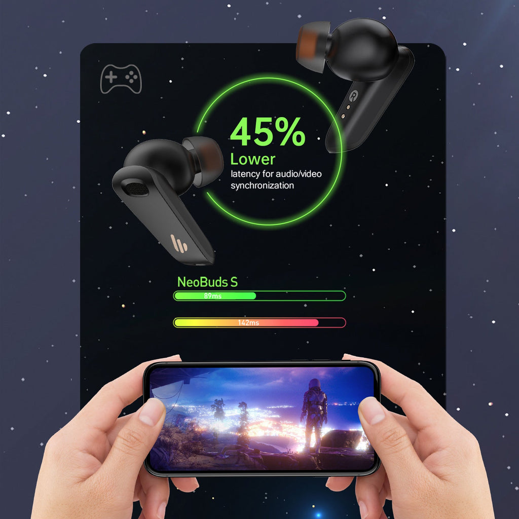 Écouteurs intra-auriculaires sans fil Edifier NeoBuds S avec annulation de bruit, commande tactile Bluetooth 5.2 avec étui de recharge sans fil, écouteurs stéréo sans fil IP54 avec suppression du bruit ambiant pour le sport