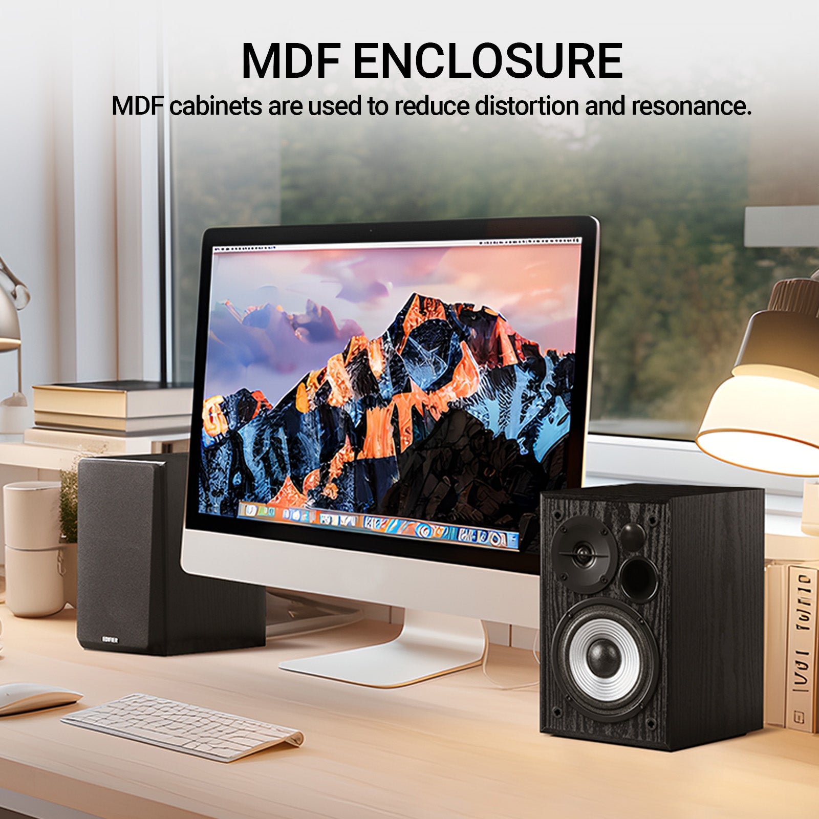 Haut-parleurs multimédia actifs Edifier R990BT 2.0 - Haut-parleurs d'étagère Bluetooth - Haut-parleur de monitoring de studio alimenté - Boîtier en MDF - 24W RMS (Paquet de 2)