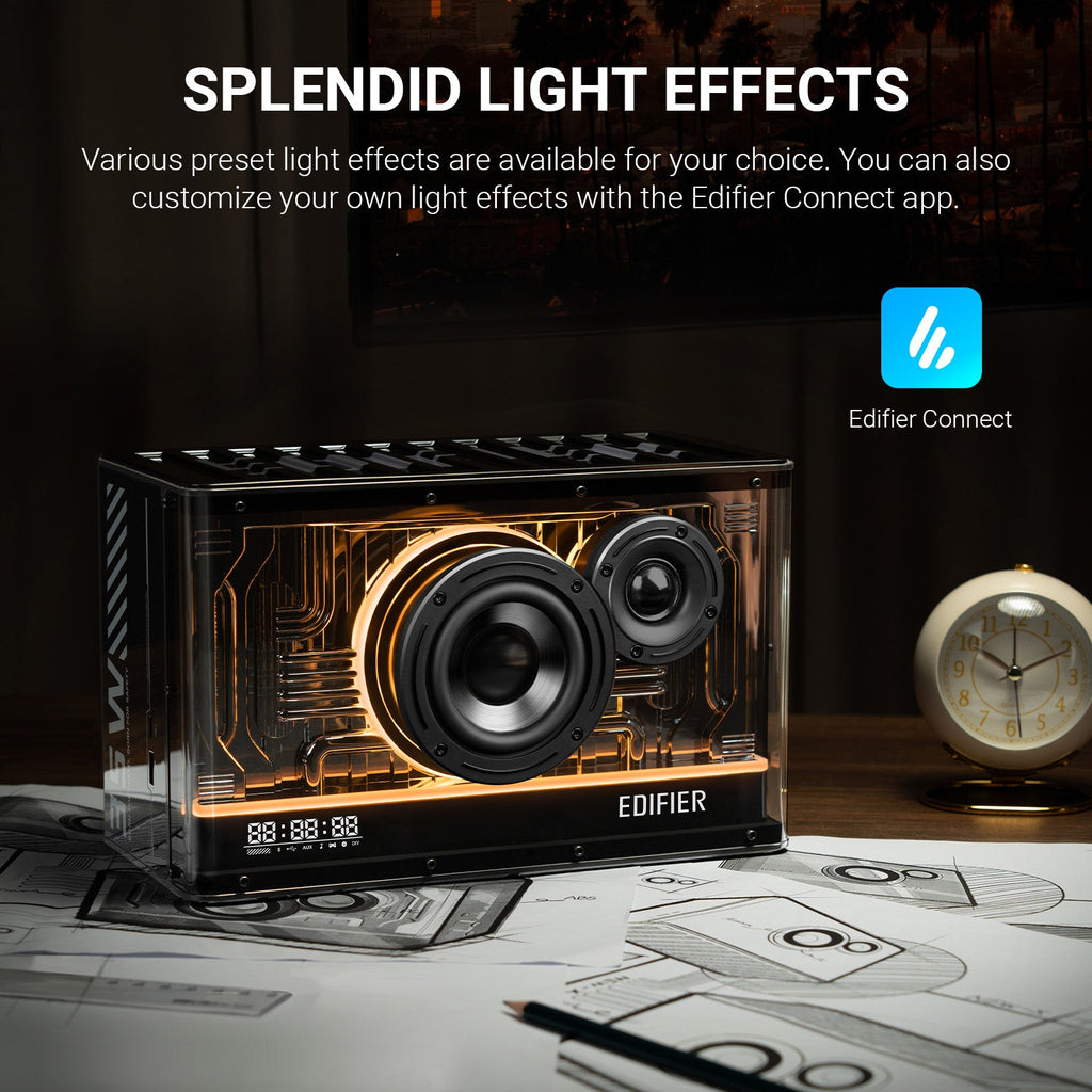 Edifier QD35 Tabletop Bluetooth Speaker, Hi-Res Audio & Hi-Res Audio Wireless Certified Computer Speaker, 35W GaN Ultra-fast Charging, Splendid Light Effects Home Speaker for Phone
