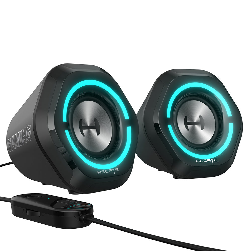 Haut-parleurs d'ordinateur USB Edifier G1000, haut-parleurs de jeu PC alimentés par USB Bluetooth 5.3 pour ordinateur de bureau, ordinateur portable et téléphone portable Entrée USB 3,5 mm Aux Bluetooth Lumières RVB