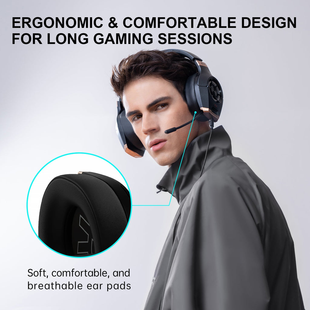 HECATE by Edifier GX Hi-Res Gaming Headset for PS4/ PS5/ PC/Switch/Xbox Gamepad - USB/Type-C/3.5mm Wired Gaming Headphones with Microphone RGB Lighting - ENC Noise Cancelling - 50mm Driver