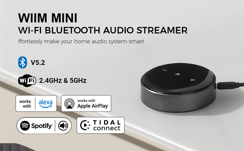 Haut-parleurs d'étagère amplifiés Edifier R1280T avec streamer audio Wi-Fi WiiM Mini
