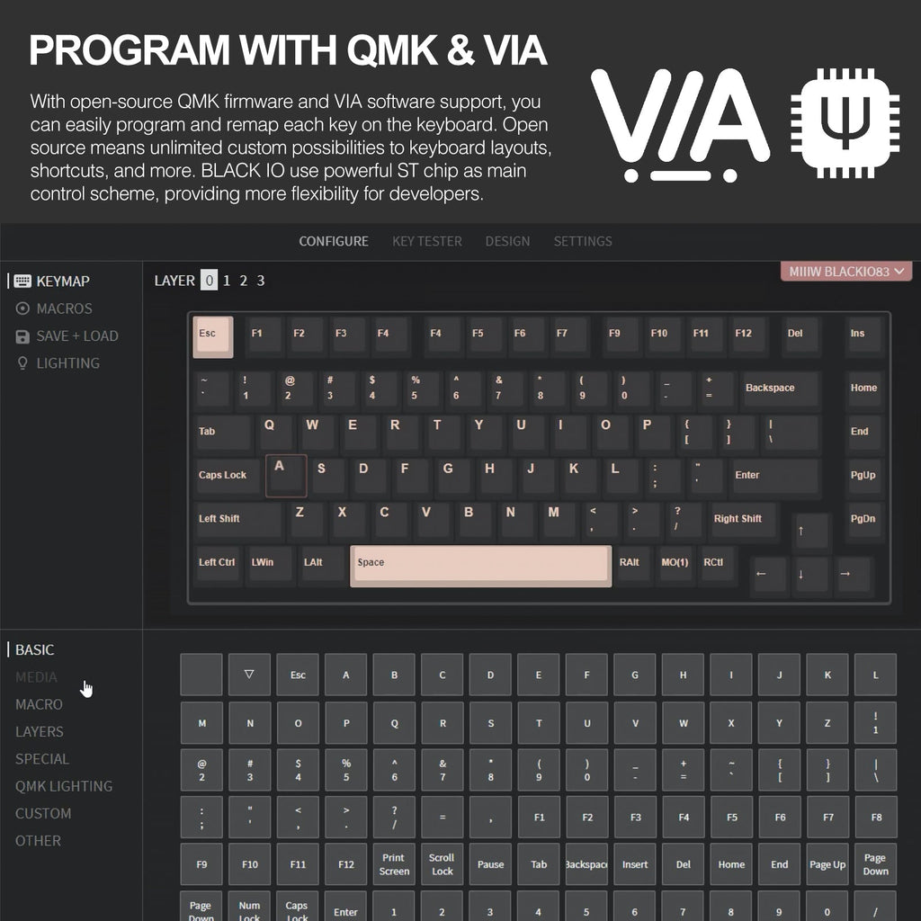 XIAOMI BLACK IO 83 Keys Custom Mechanical Gaming Keyboard