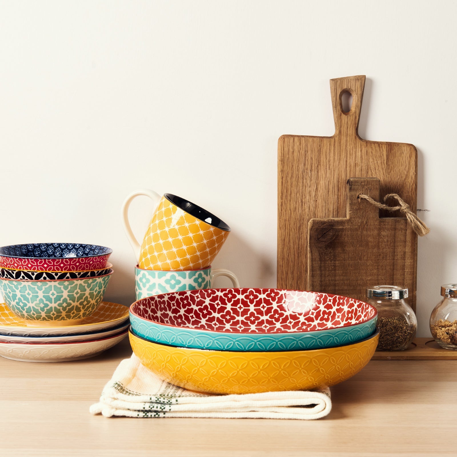 11.5 inch Large Ceramic Serving Dishes, Set Of 2, Mix-Match Pattern