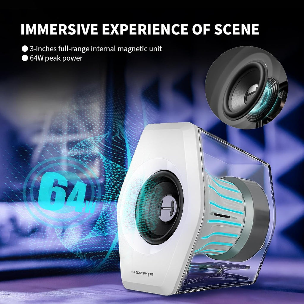 Edifier G2000PRO Desktop 2.0 Computer Gaming Speakers, Bluetooth USB 3.5mm AUX Inputs RGB Lights, 7.1 Surround Sound Multimedia Speaker for PC Laptop Woofer