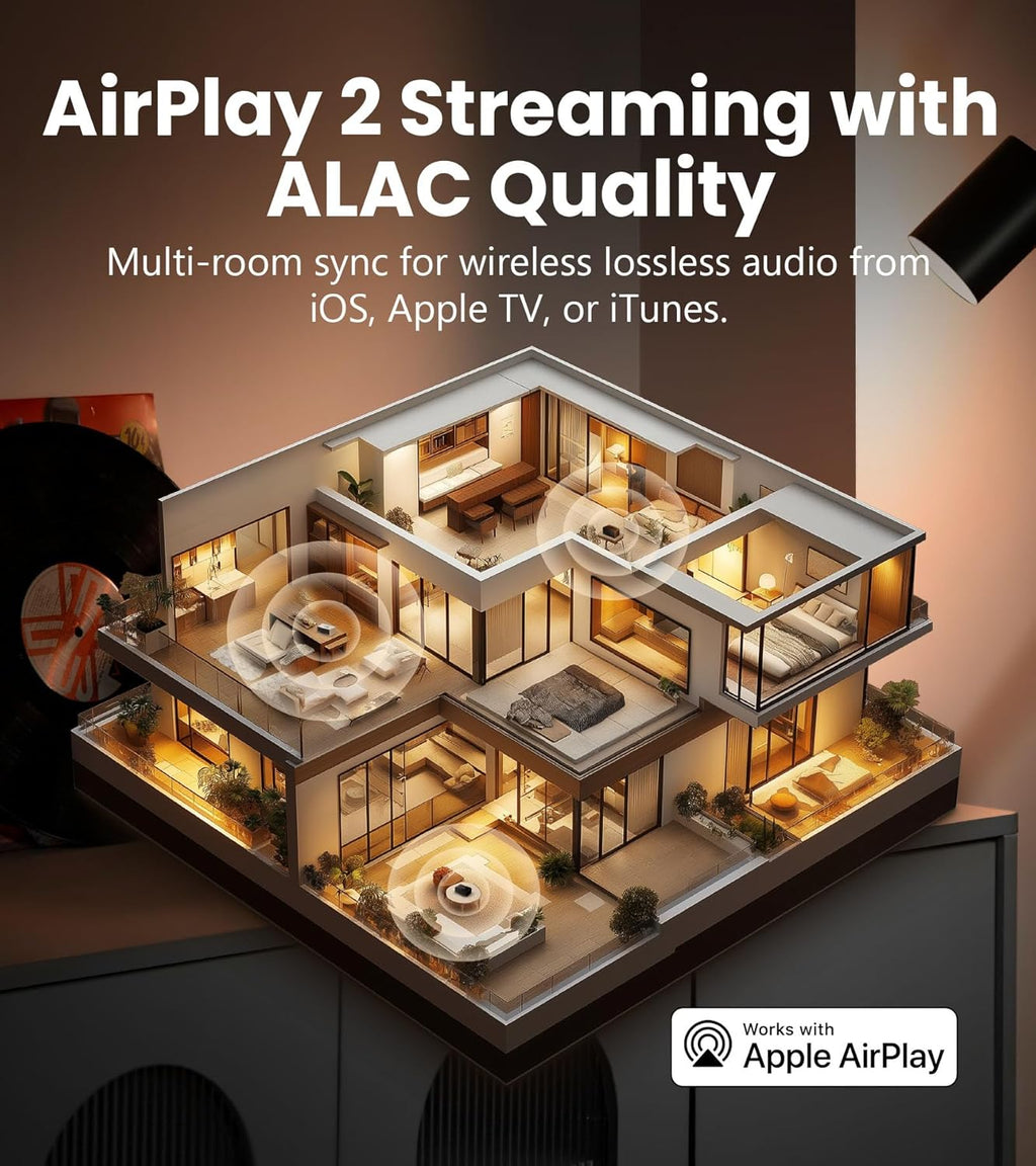Haut-parleur de table Hi-Fi Edifier S300, audio haute résolution LDAC pour appairage stéréo et multi-pièces sans fil, puissance de 80 W compatible AirPlay 2, Bluetooth 5.4, entrées USB-C et AUX, design rétro avec télécommande