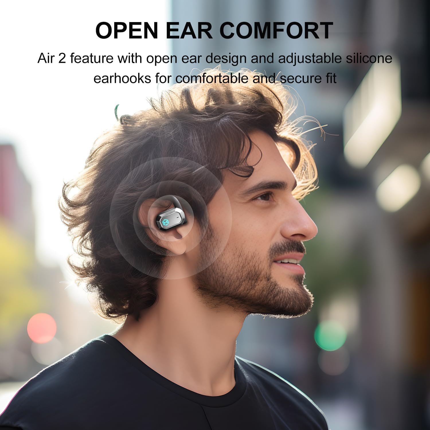 Edifier Air 2 Over Ear Buds with Ear Loops Wireless Bluetooth 5.3, Open Ear Earbuds with Boosted Bass, Built-in ENC Mic, 28H Playtime, 11 RGB Light, Silicone Earhook for Workout Running Gaming