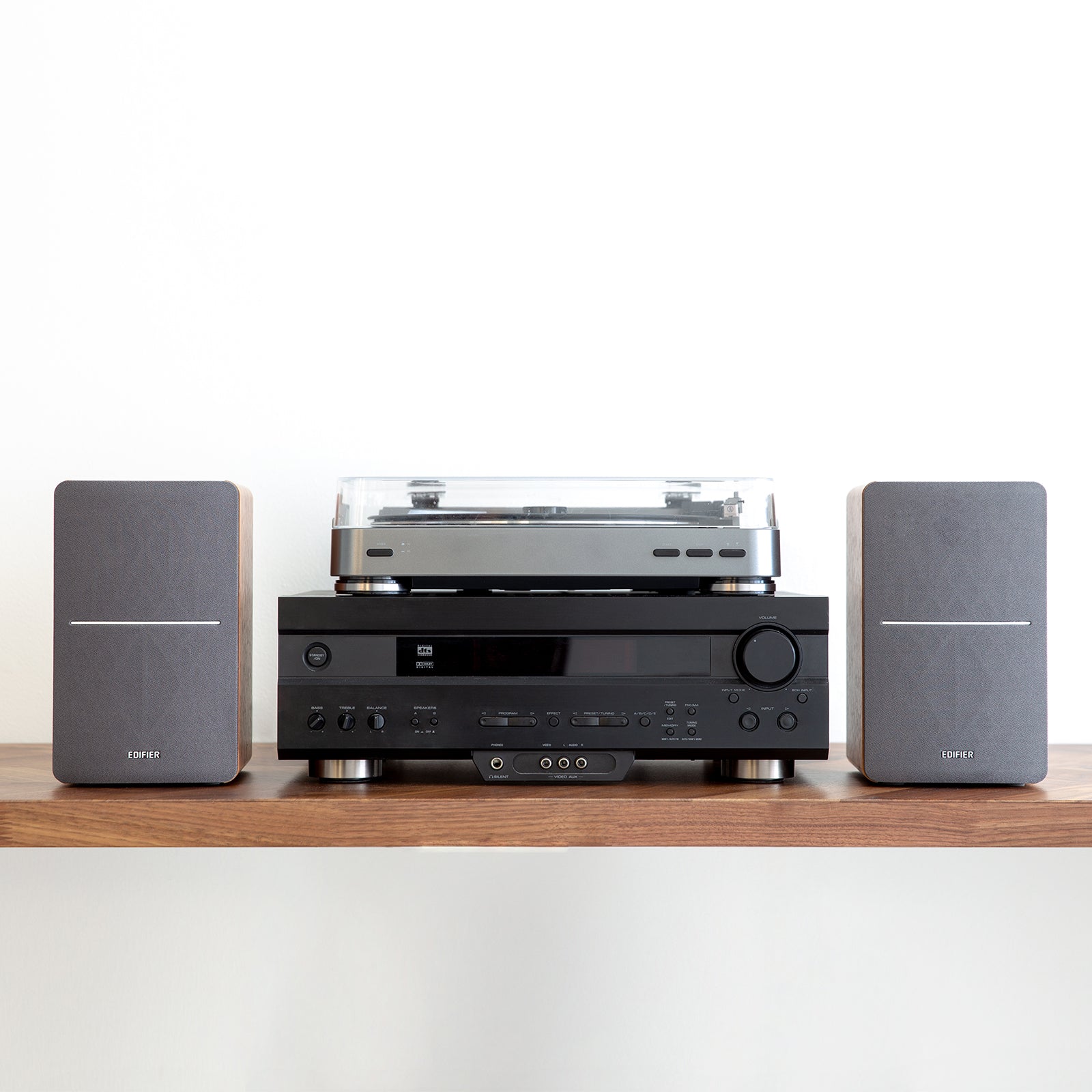 Edifier P12 Passive Bookshelf Speakers - 2-way Speakers with Built-in Wall-Mount Bracket - Wood Color - Pair - Needs amplifier or receiver to operate