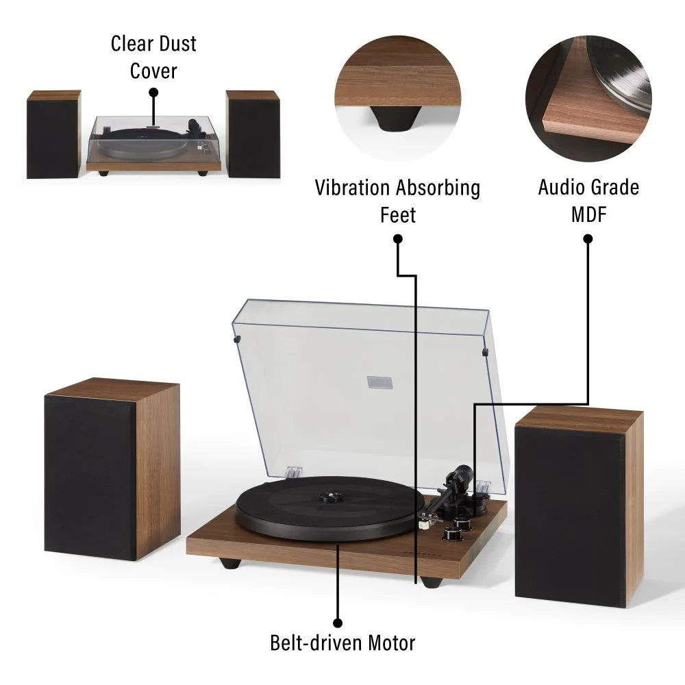 Crosley C62C-WA Record Player with Speakers, Walnut