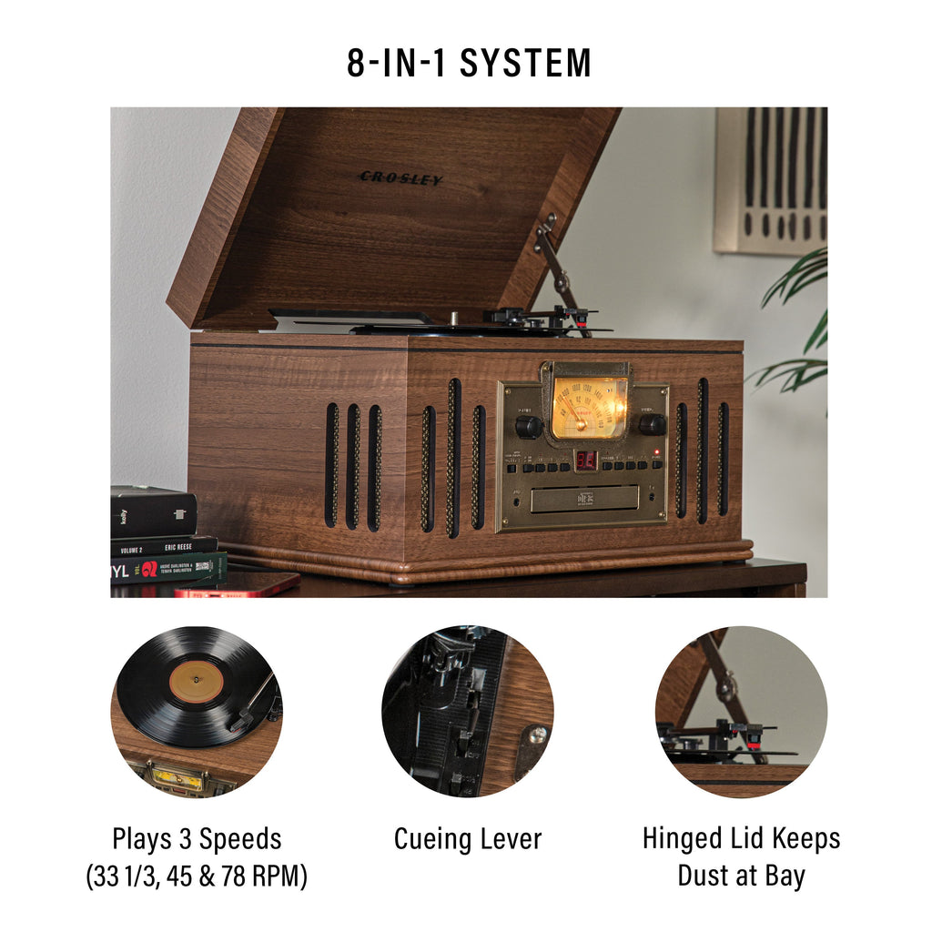 Crosley CR704B-WA Musician 3-Speed Turntable with Radio, CD/Cassette Player, Aux-in and Bluetooth
