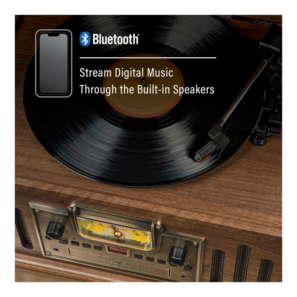 Crosley CR704B-WA Musician 3-Speed Turntable with Radio, CD/Cassette Player, Aux-in and Bluetooth