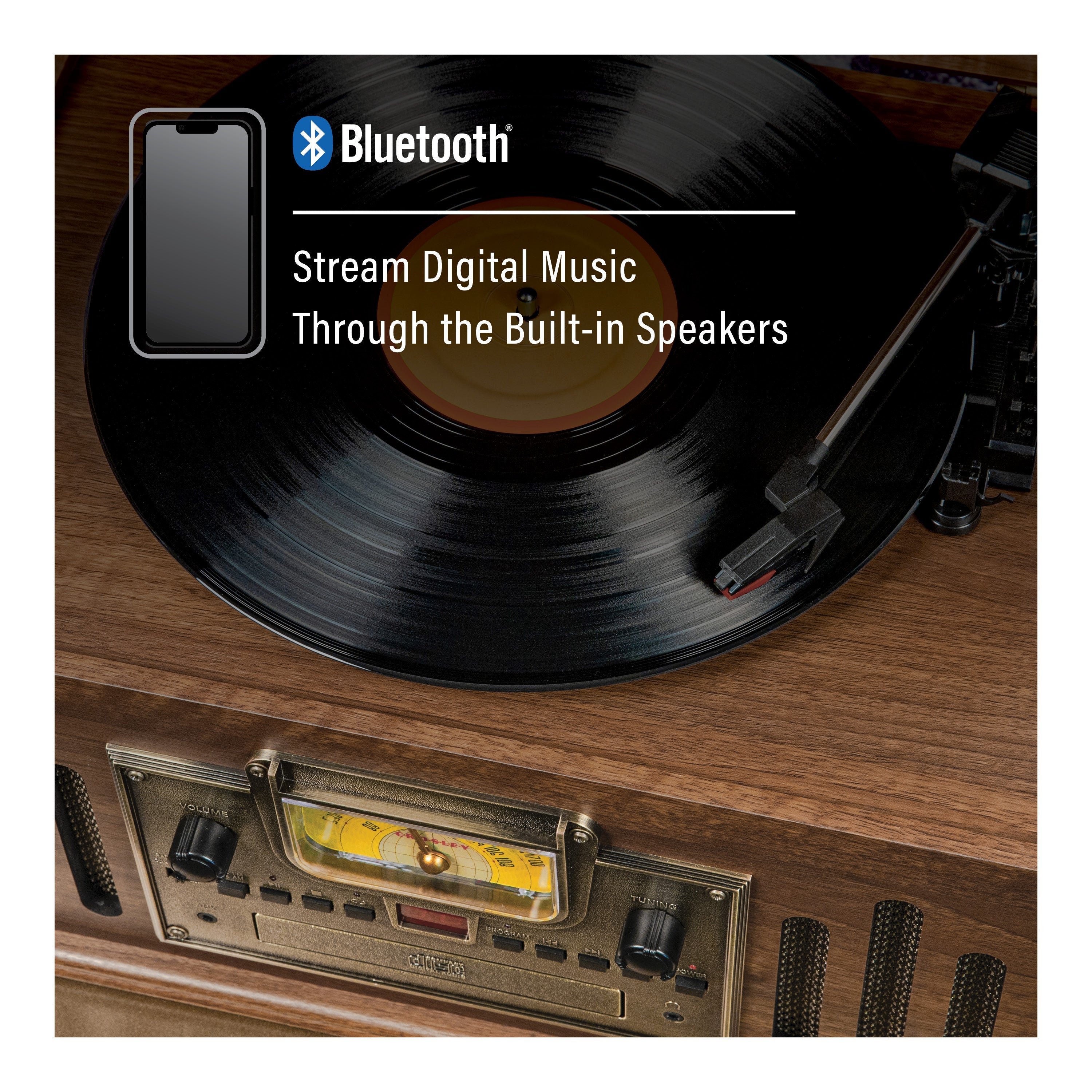Crosley CR704B-WA Musician 3-Speed Turntable with Radio, CD/Cassette Player, Aux-in and Bluetooth