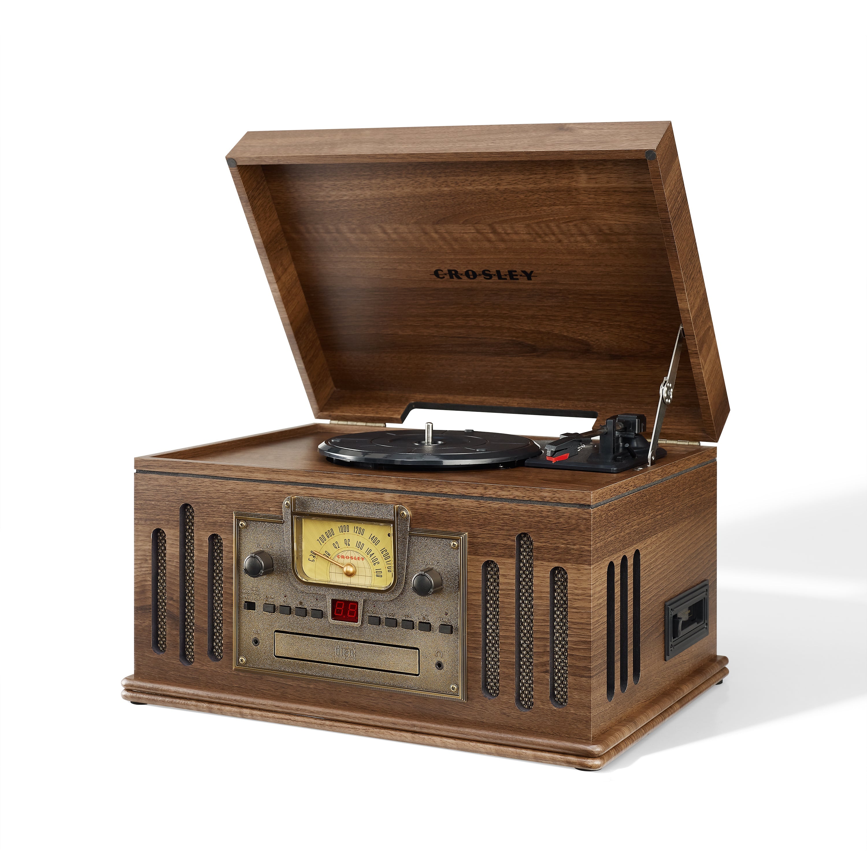 Crosley CR704B-WA Musician 3-Speed Turntable with Radio, CD/Cassette Player, Aux-in and Bluetooth