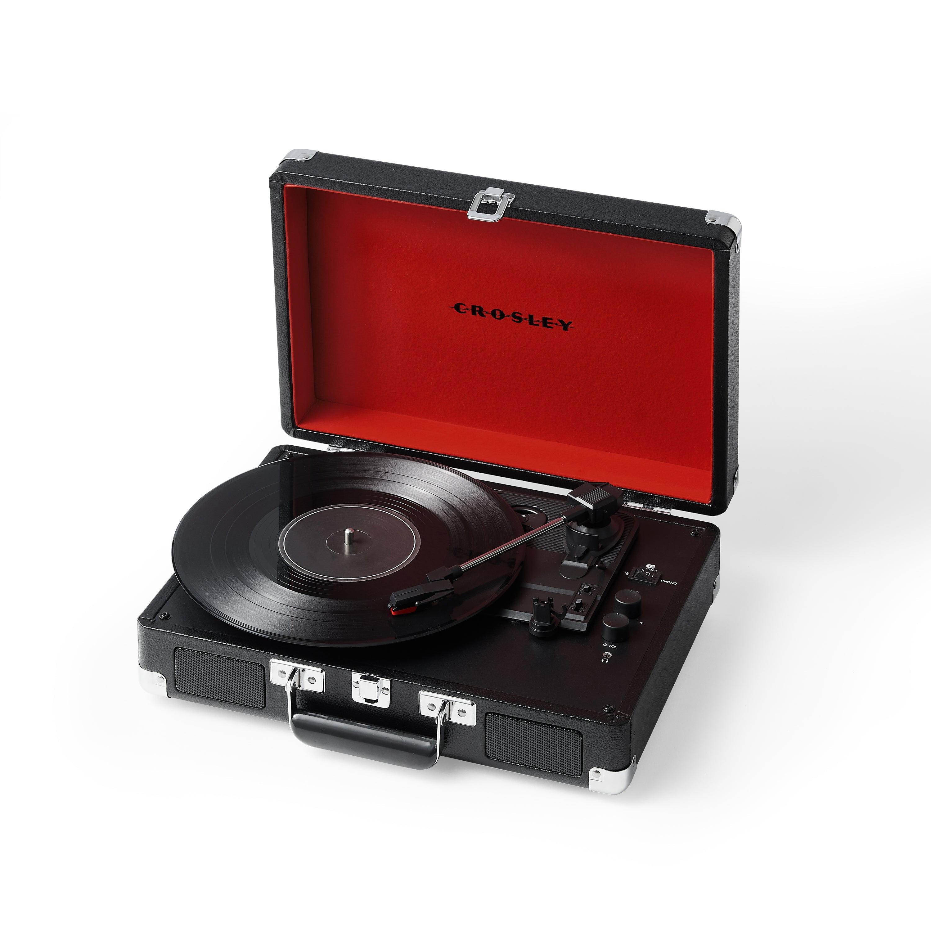 Crosley Cruiser Plus Vintage 3-Speed Bluetooth in/Out Suitcase Vinyl Record Player Turntable - Black/Red