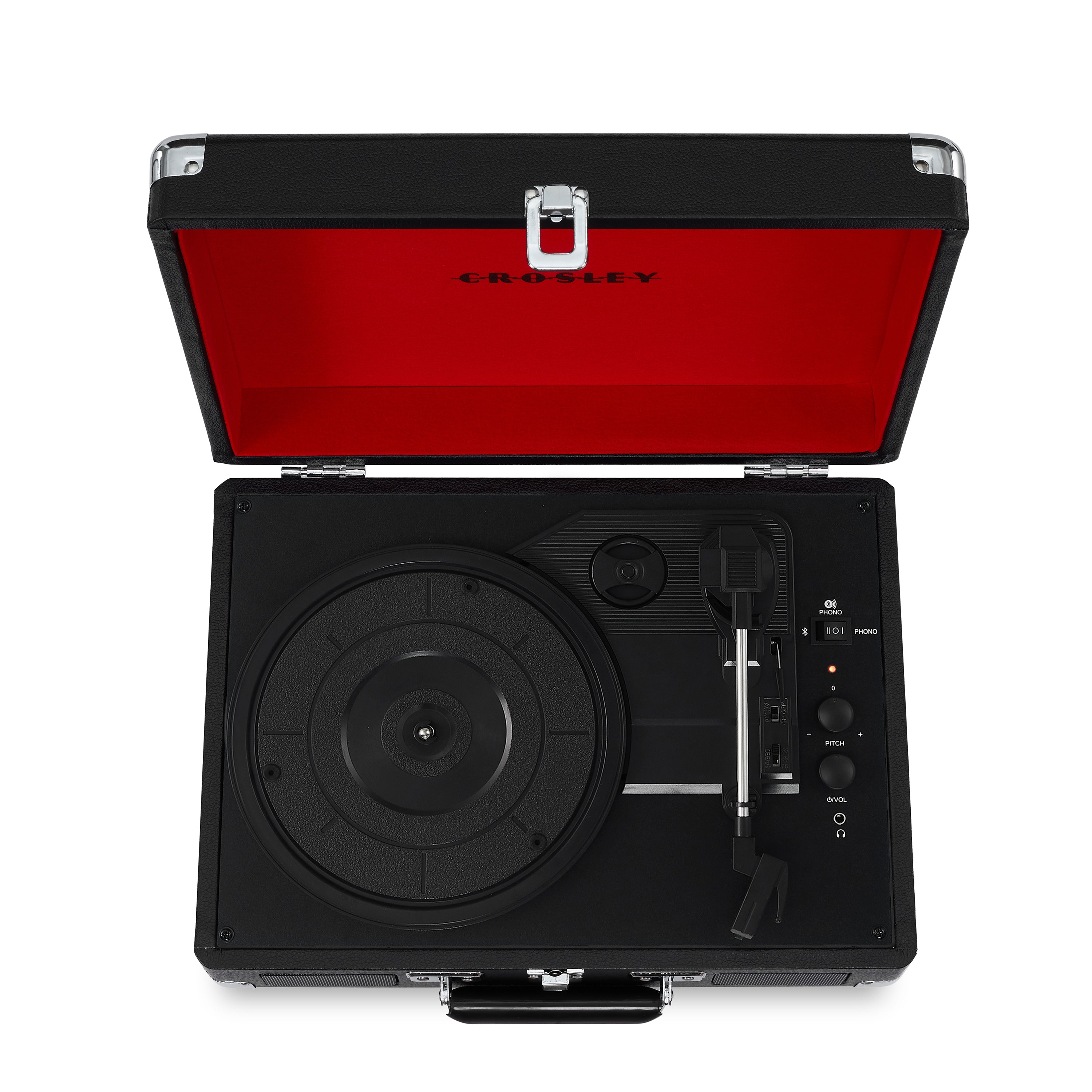 Crosley Cruiser Plus Vintage 3-Speed Bluetooth in/Out Suitcase Vinyl Record Player Turntable - Black/Red