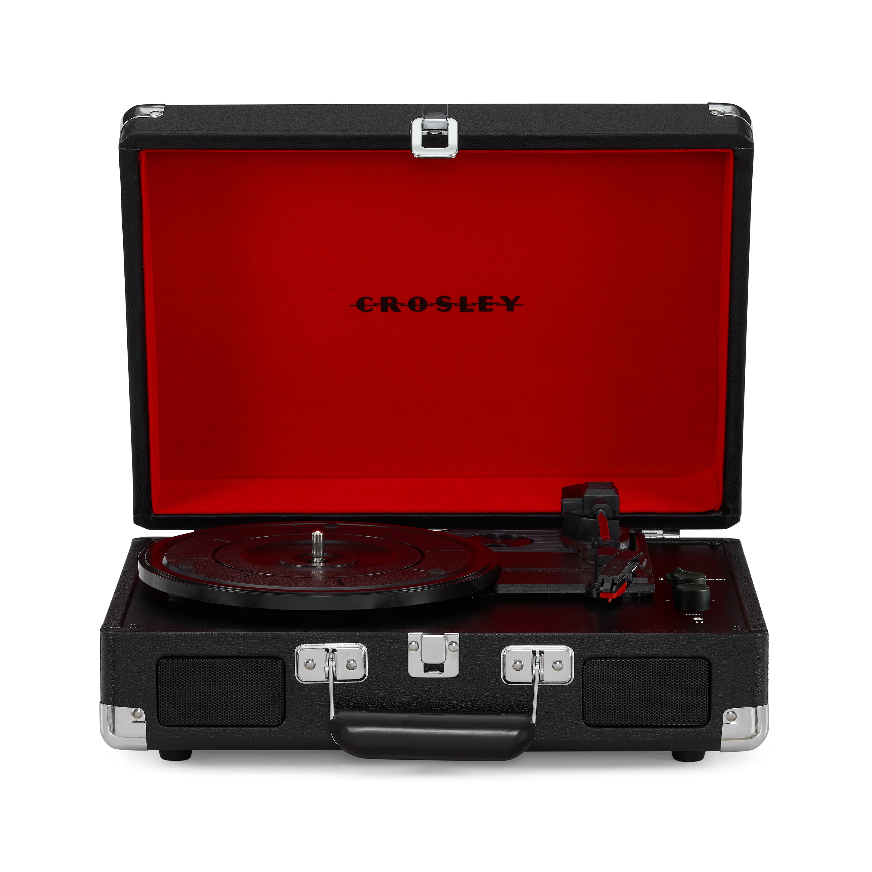 Crosley Cruiser Plus Vintage 3-Speed Bluetooth in/Out Suitcase Vinyl Record Player Turntable - Black/Red